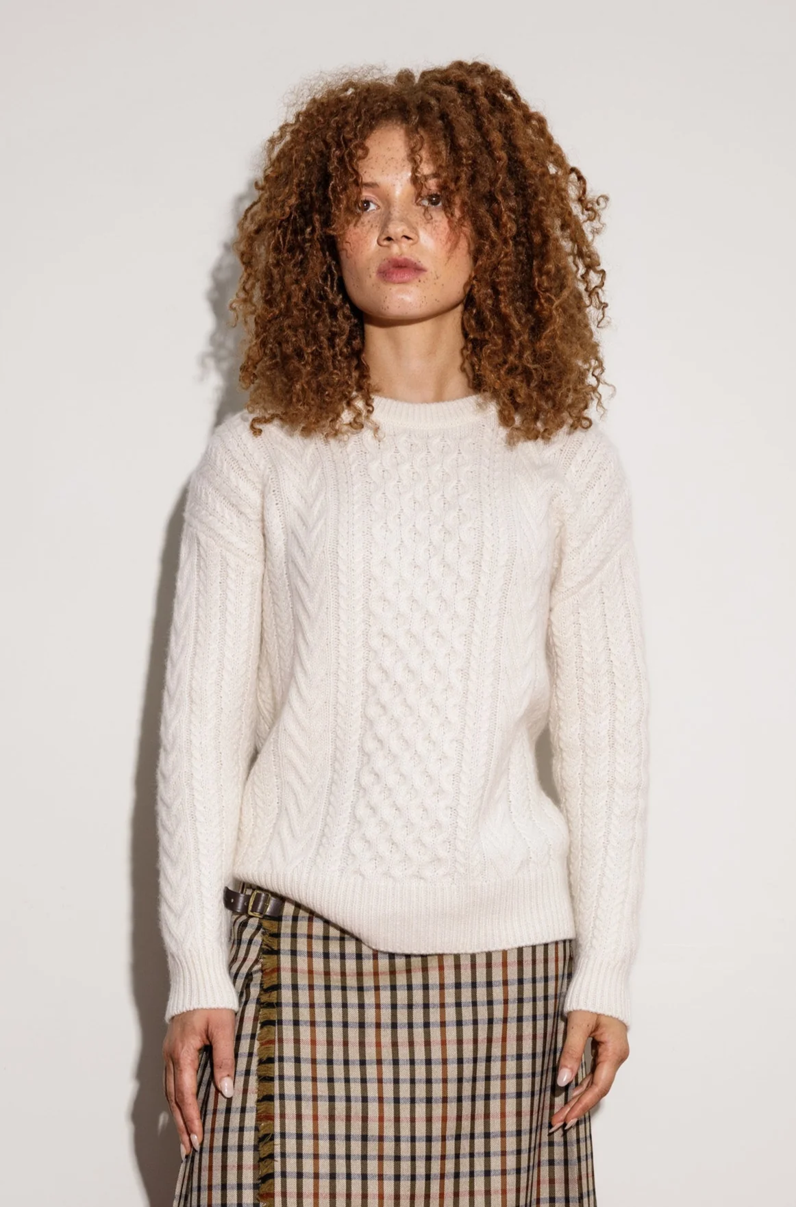 Aran Cashmere Jumper - Cream - Image 2