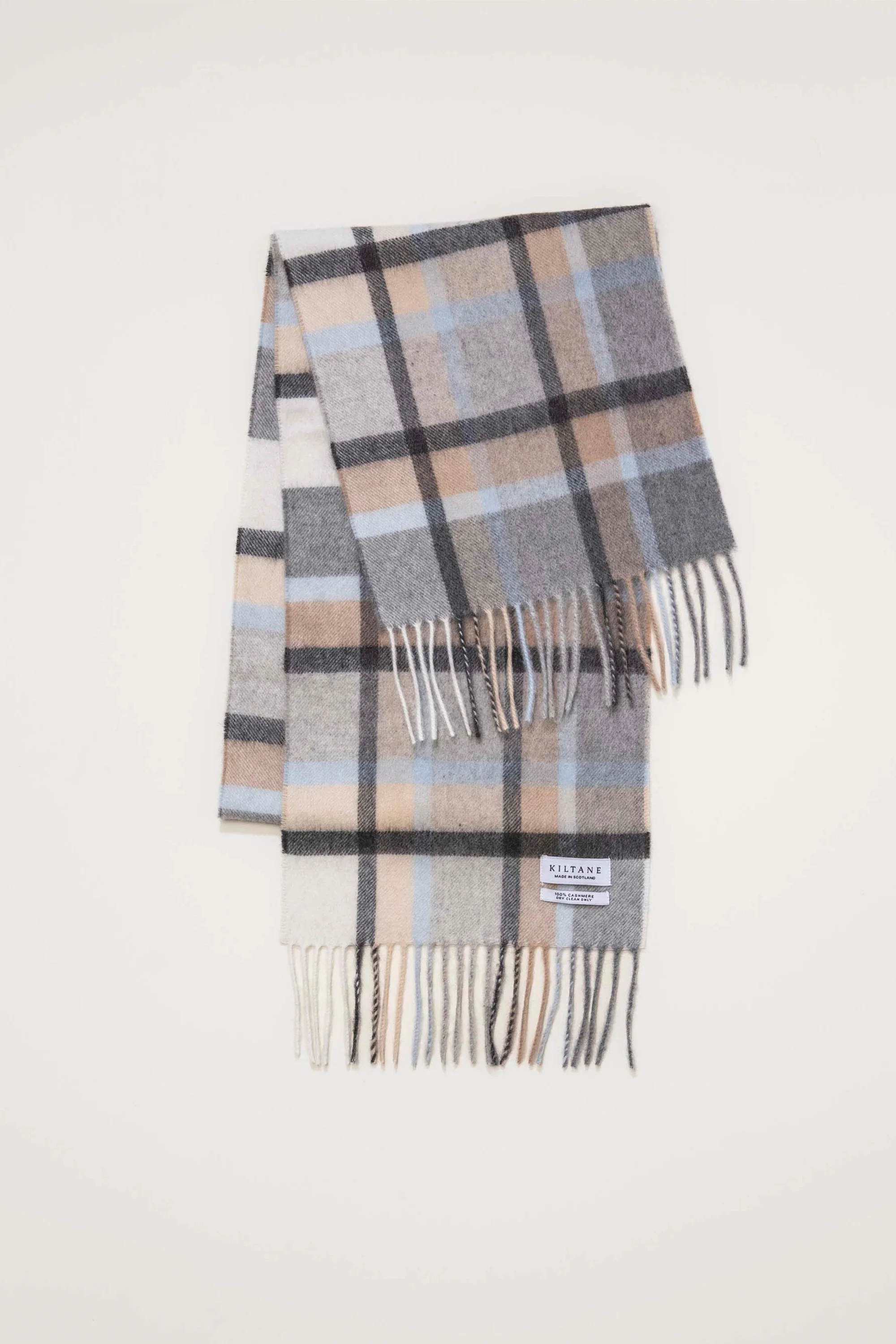 Made In Scotland Princeton Check Cashmere Scarf - Blue - Image 3