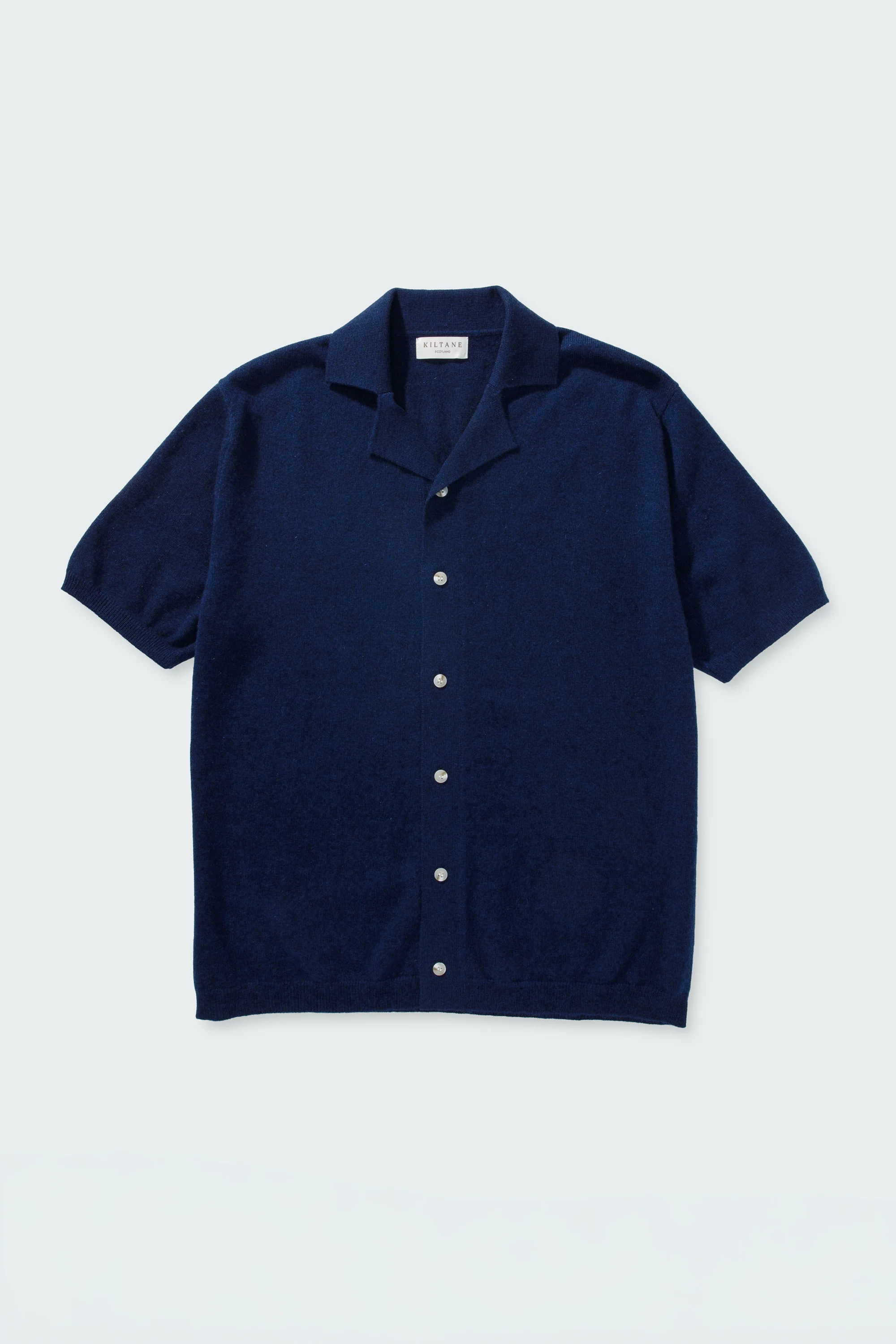 Button Through Cashmere Polo Shirt - Cosmos - Image 7