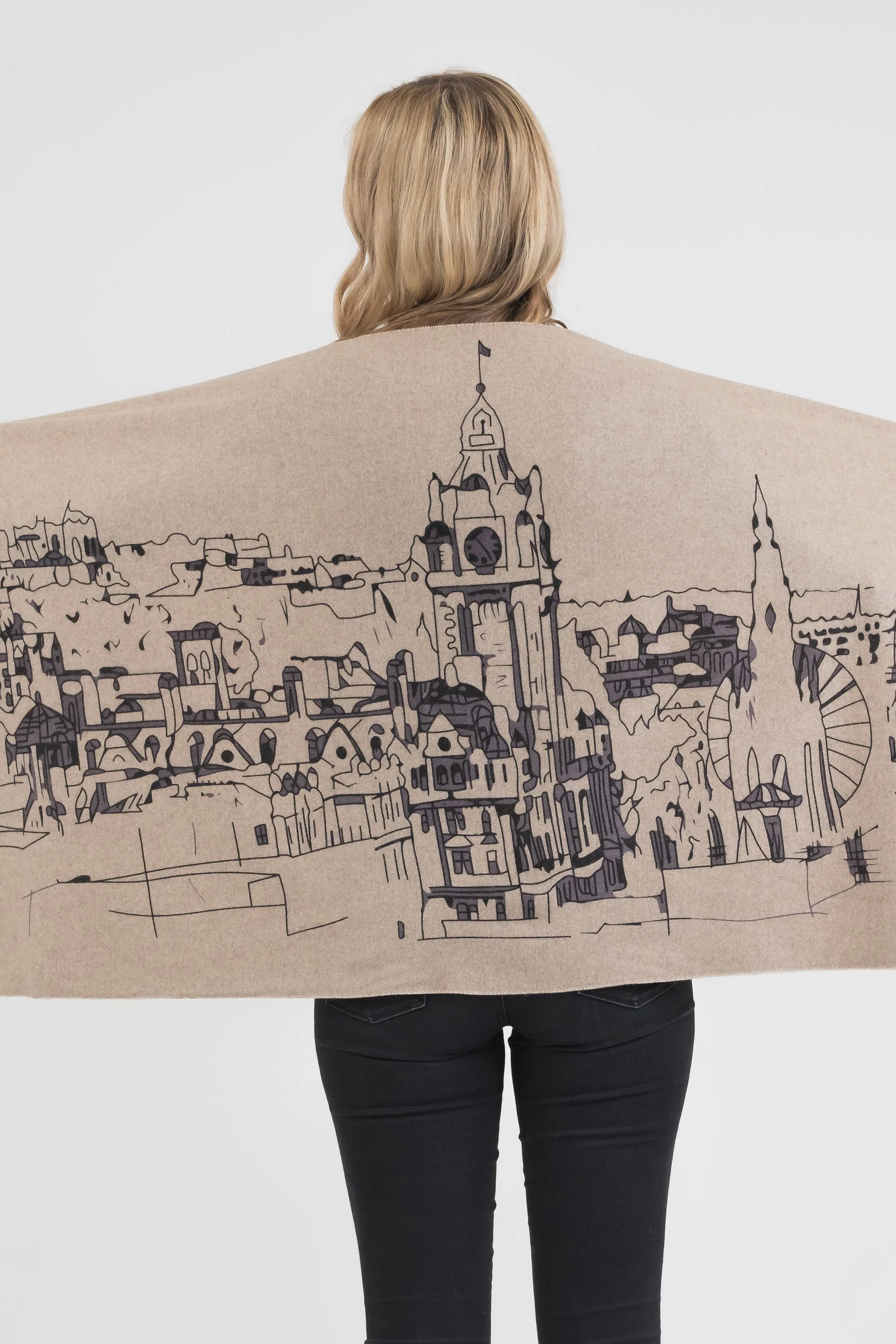 Skyline Cashmere Double Sided Stole - Beige - Image 3