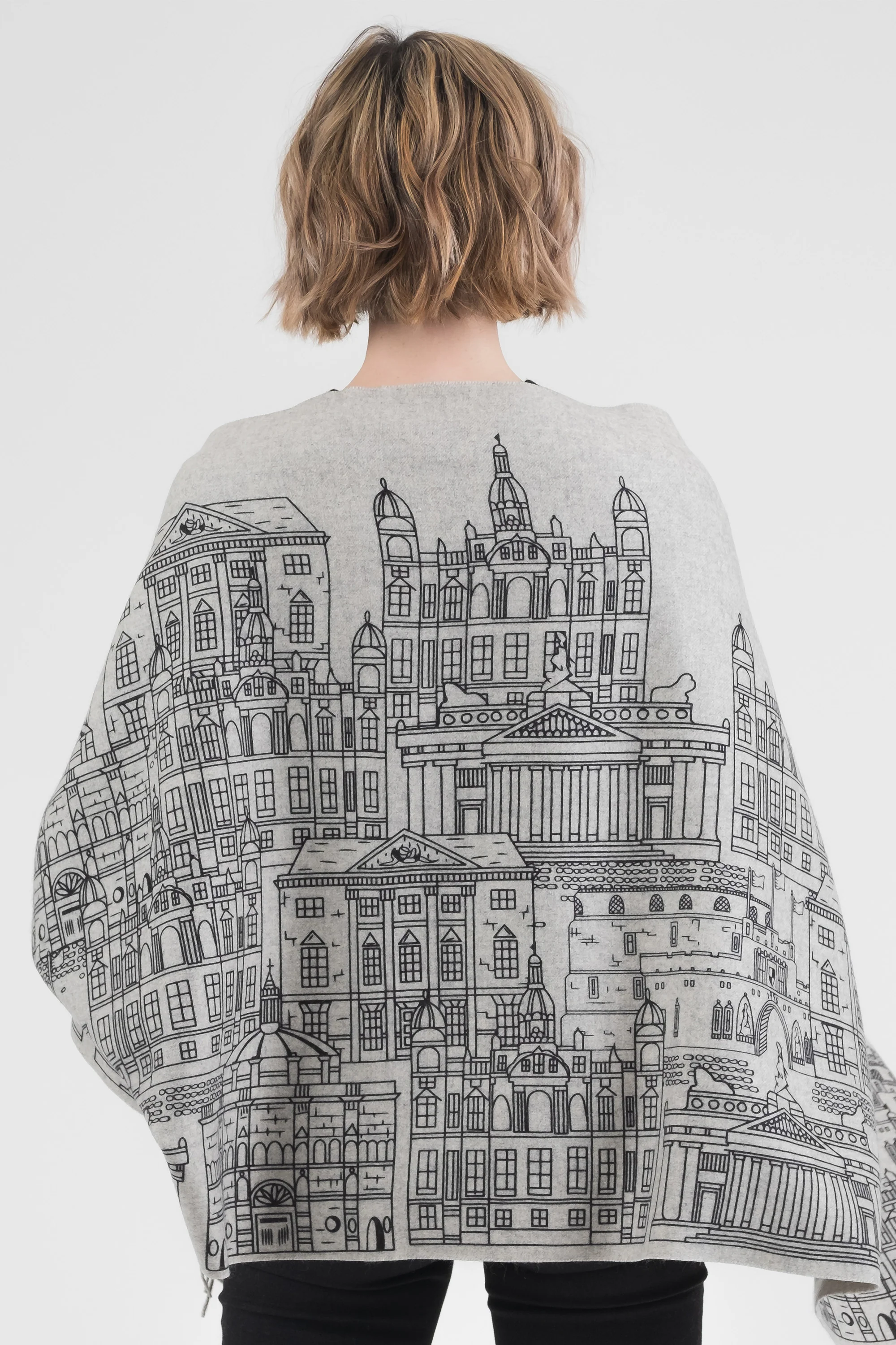 Skyline Cashmere Double Sided Stole - Grey Repeat - Image 3