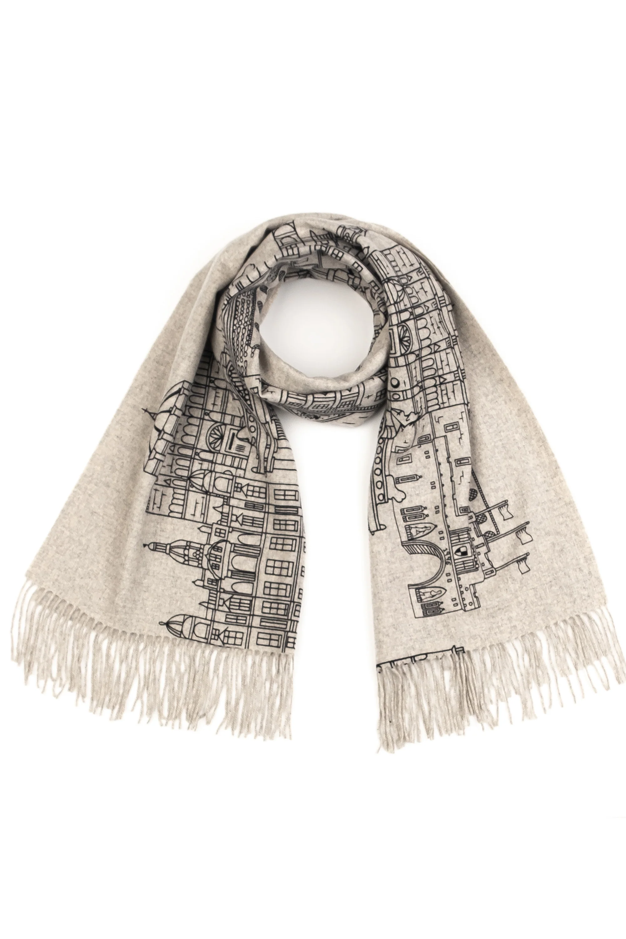 Skyline Cashmere Double Sided Stole - Grey Repeat - Image 4