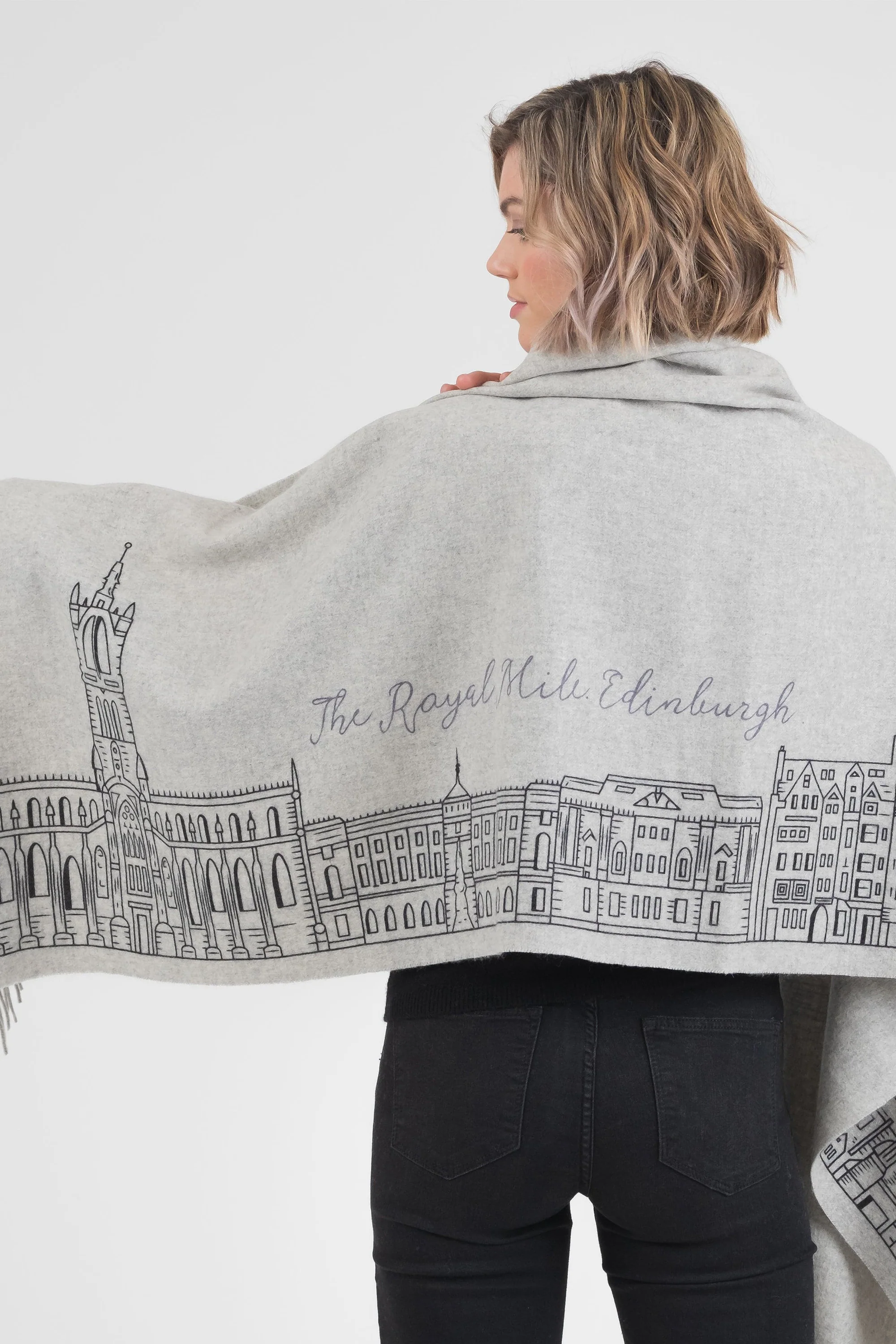 Royal Mile Cashmere Double Sided Stole - Grey - Image 2