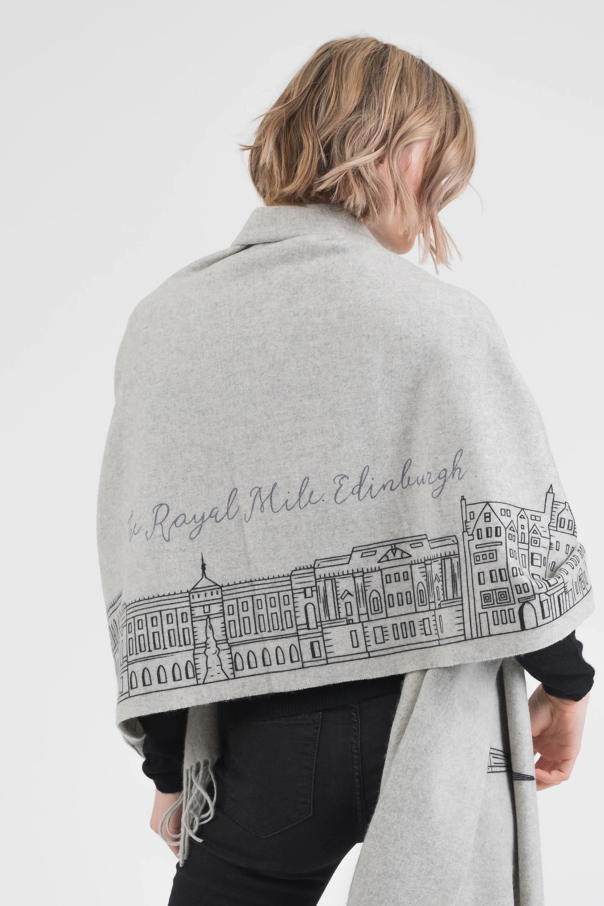Royal Mile Cashmere Double Sided Stole - Grey - Image 3