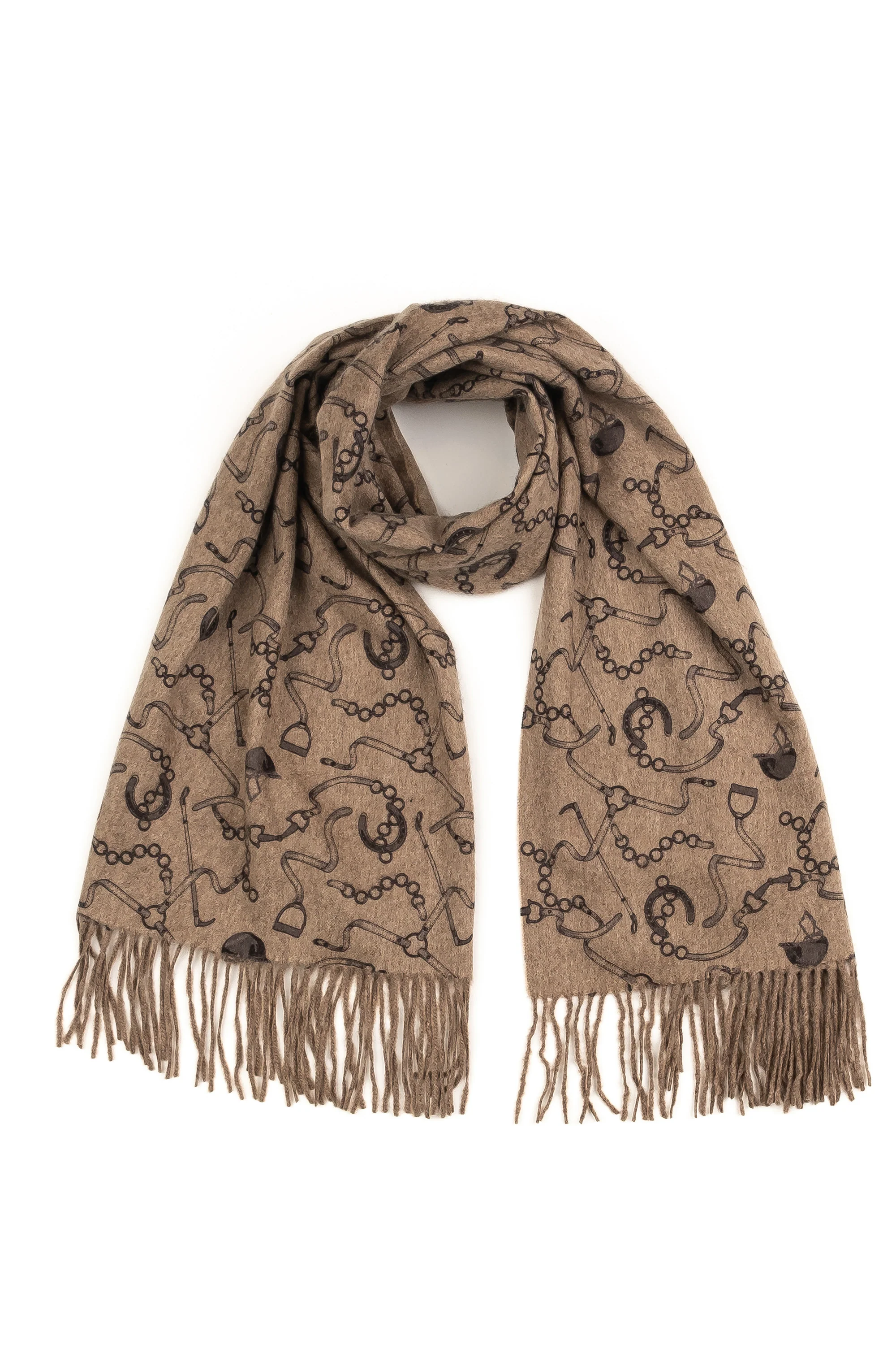Equestrian Cashmere Double Sided Stole - Beige - Image 4