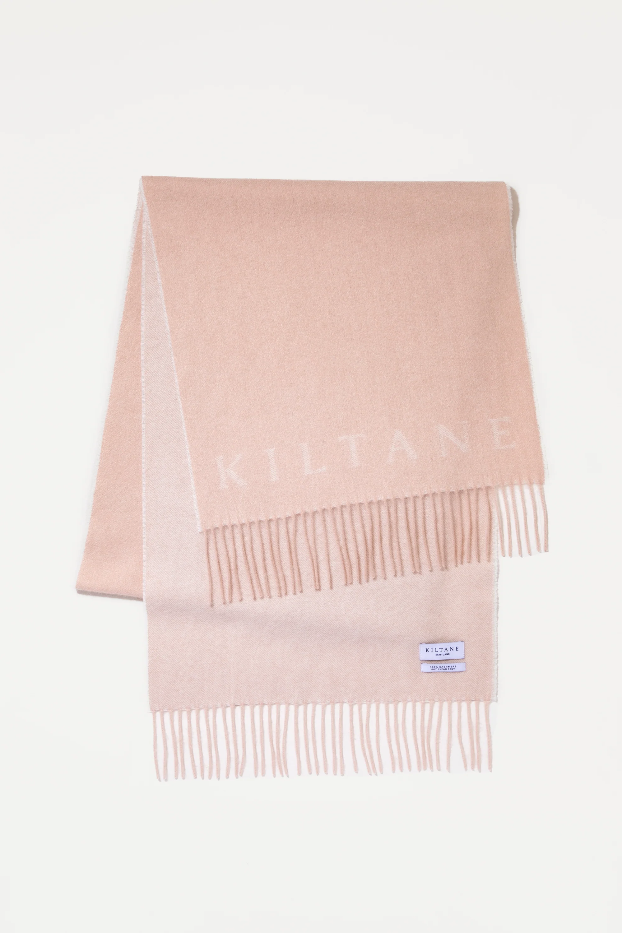 Kiltane Logo Cashmere Wide Scarf - White & Vicuna - Image 3