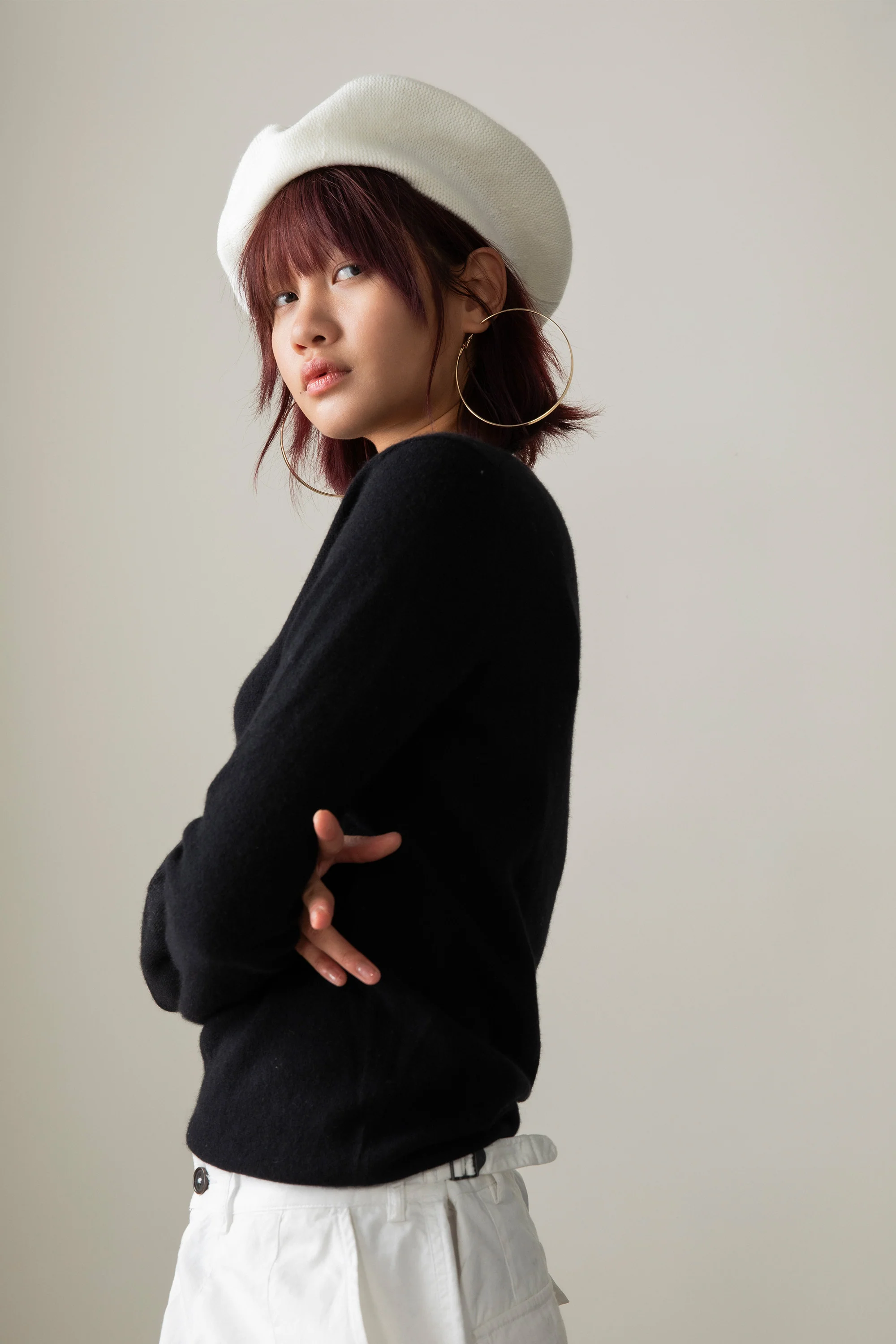 Cashmere Knitted Beret - Soft White - Image 2