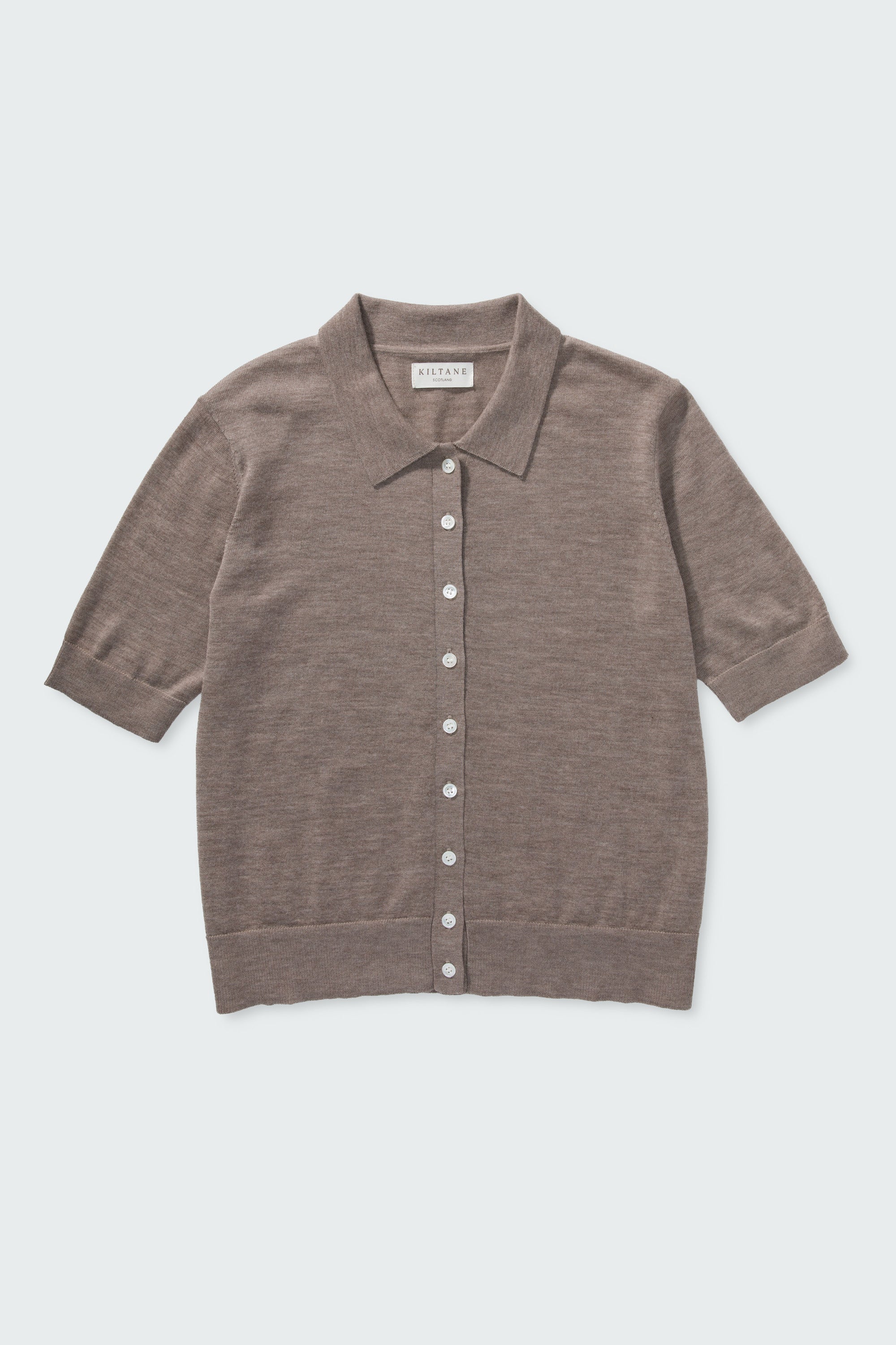 Cashmere Polo Cardigan - Taupe - Image 6