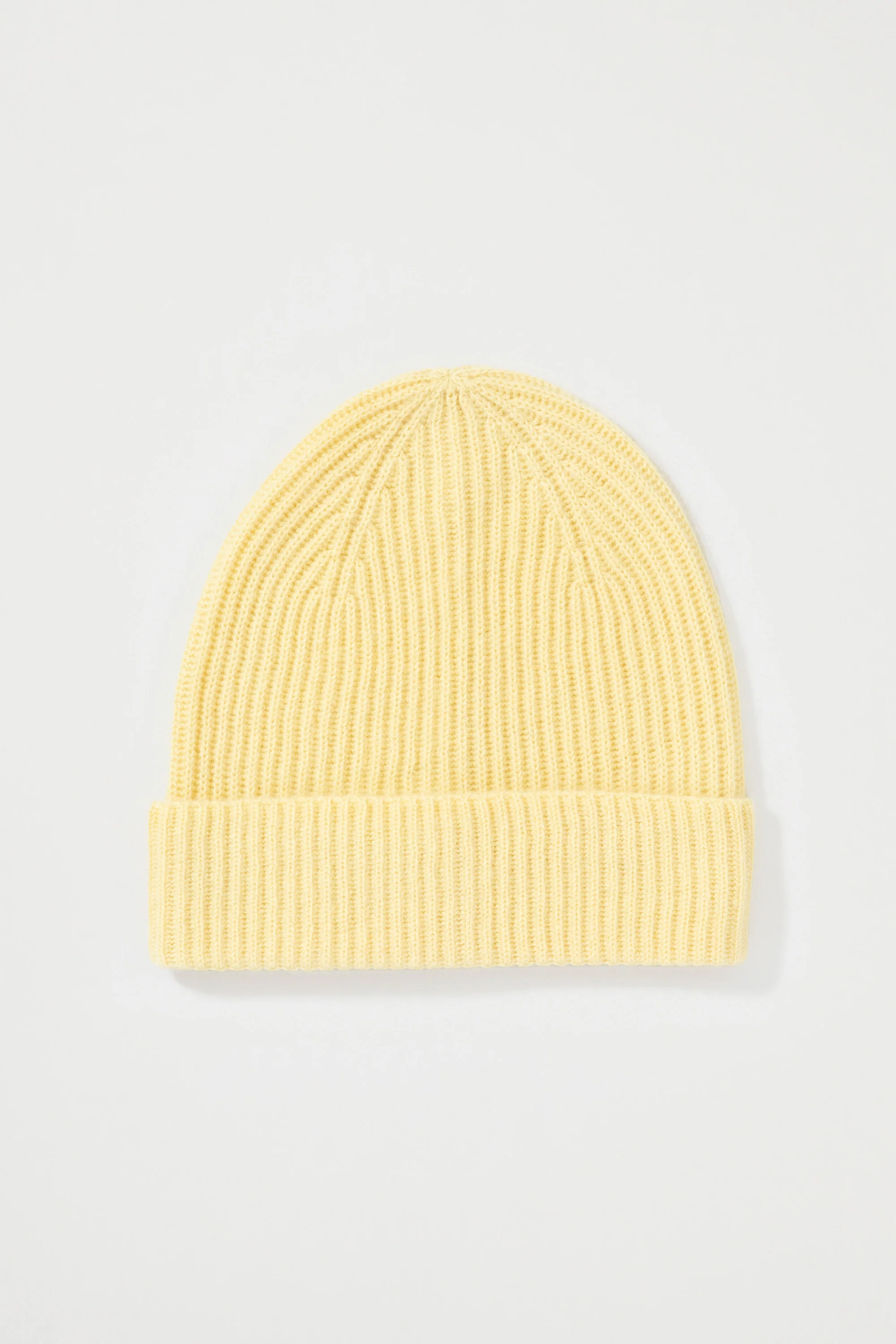 Unisex Cashmere Ribbed Beanie Hat - Lemon Yellow - Image 3