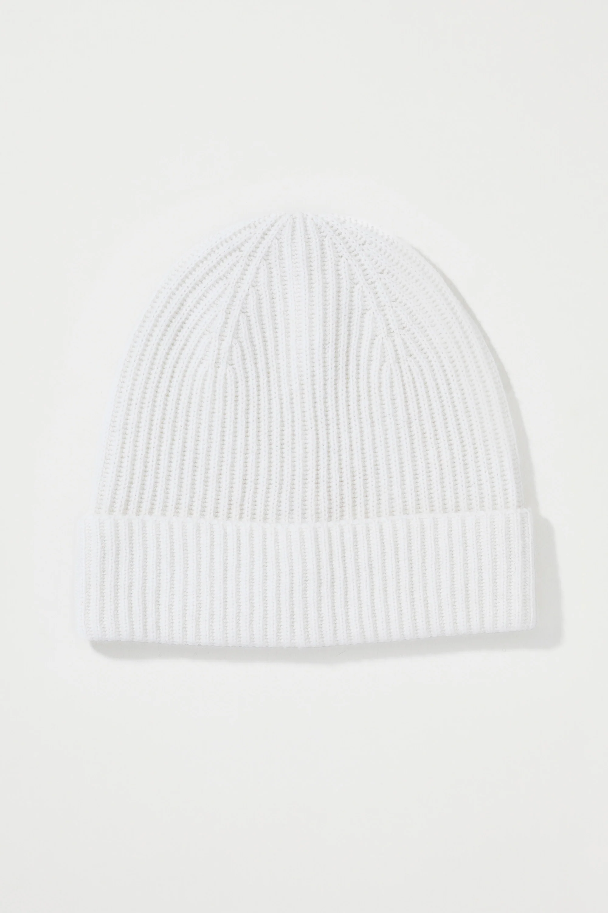 Unisex Cashmere Ribbed Beanie Hat - Soft White - Image 3