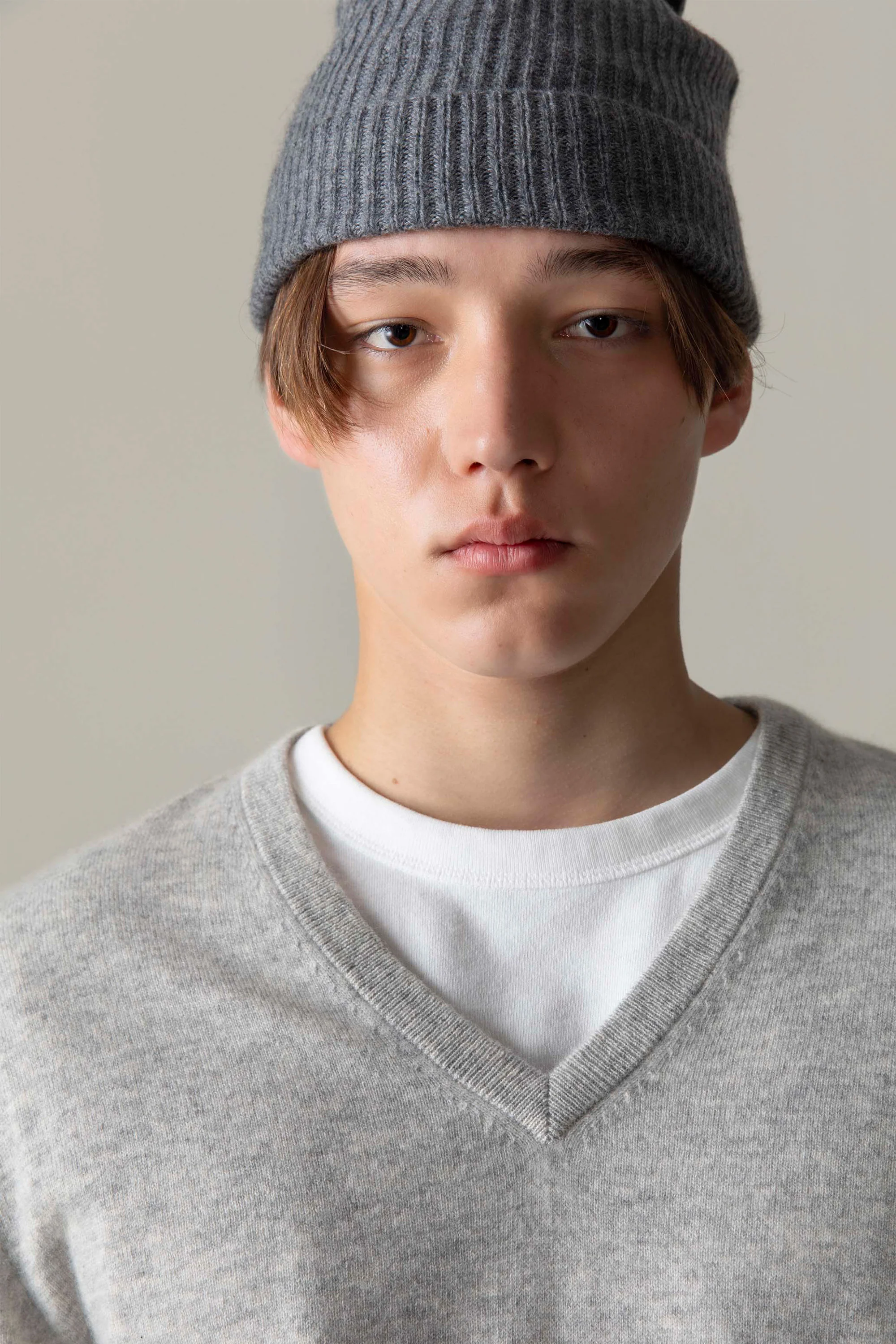Unisex Cashmere Ribbed Beanie Hat - Steel - Image 2