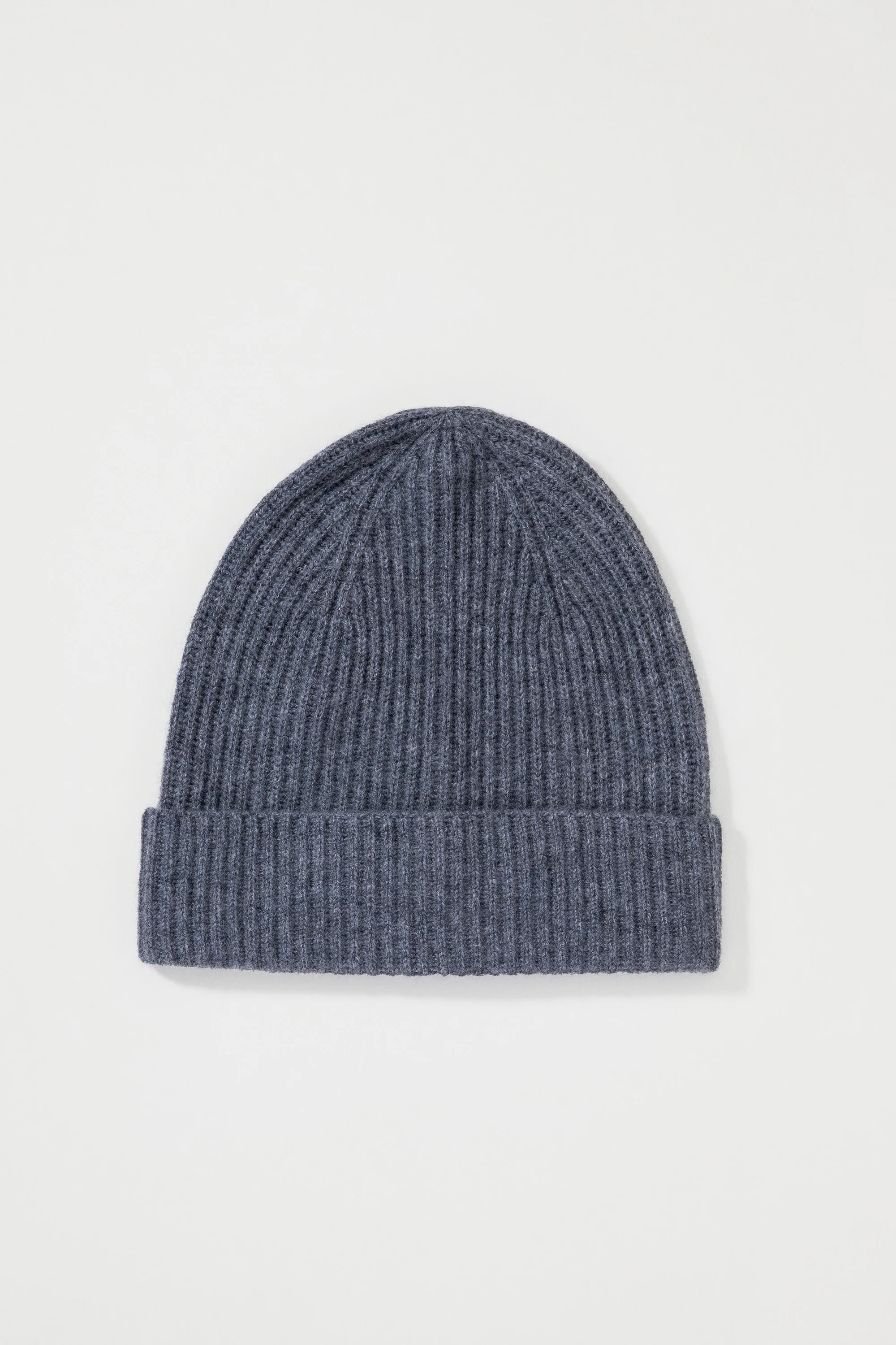 Unisex Cashmere Ribbed Beanie Hat - Steel - Image 3