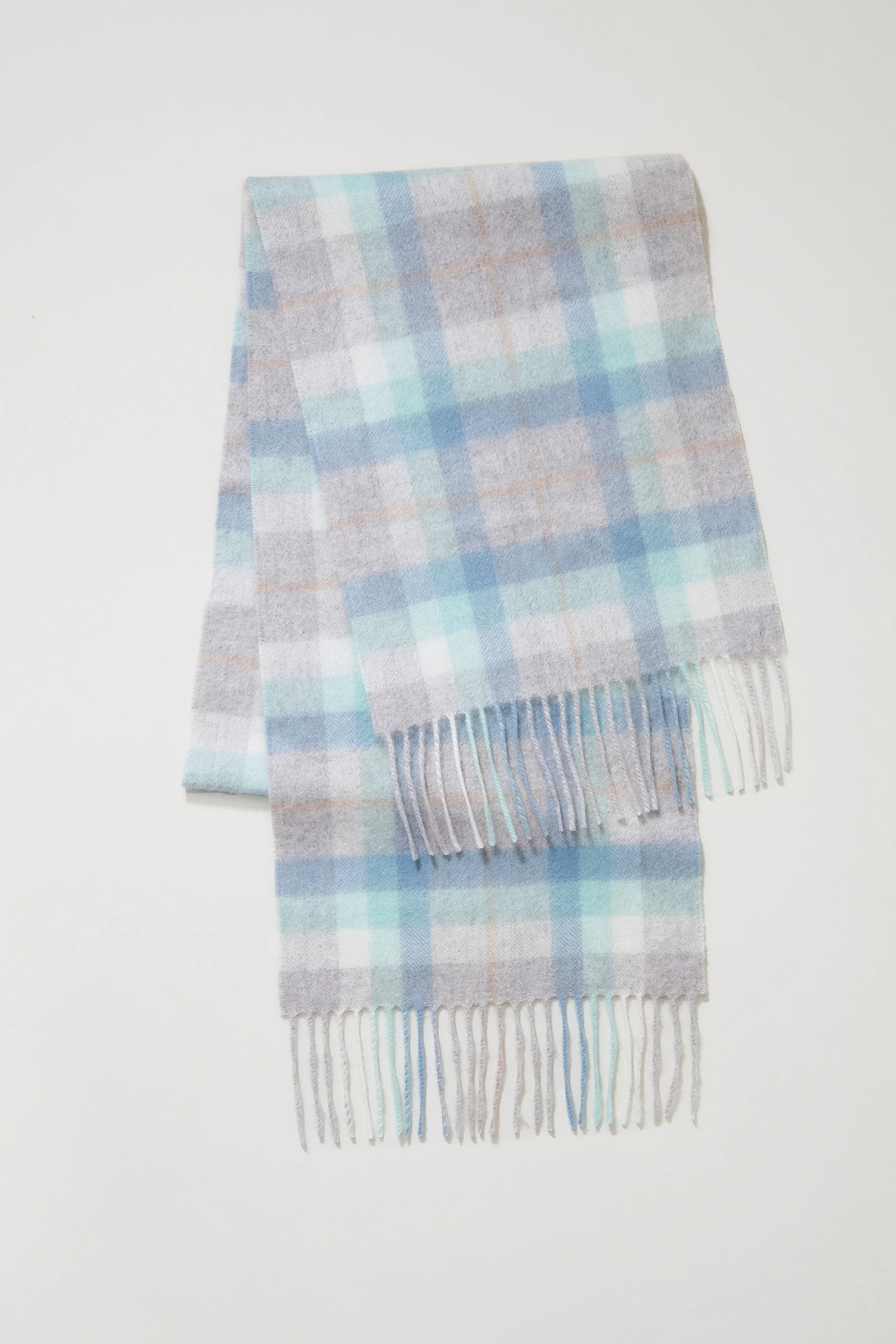 Contemporary Check Cashmere Scarf - Aqua - Image 3