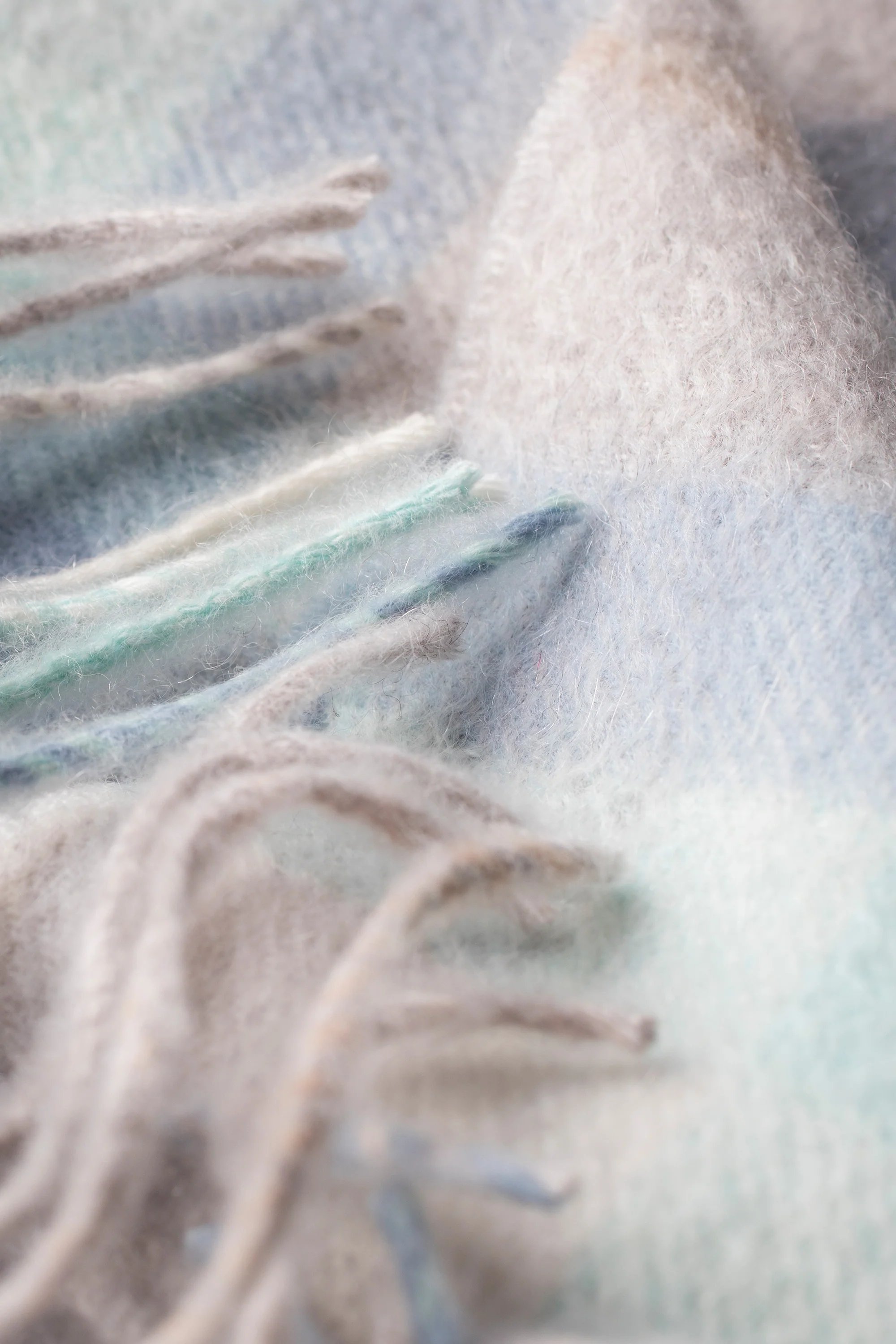 Contemporary Check Cashmere Scarf - Aqua - Image 4