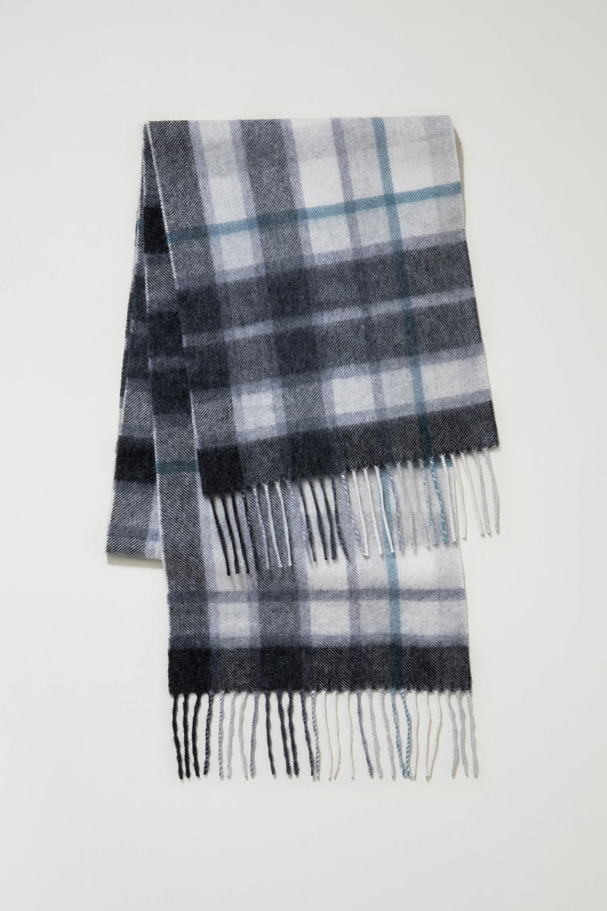 Contemporary Check Cashmere Scarf - Ashley Blue - Image 3