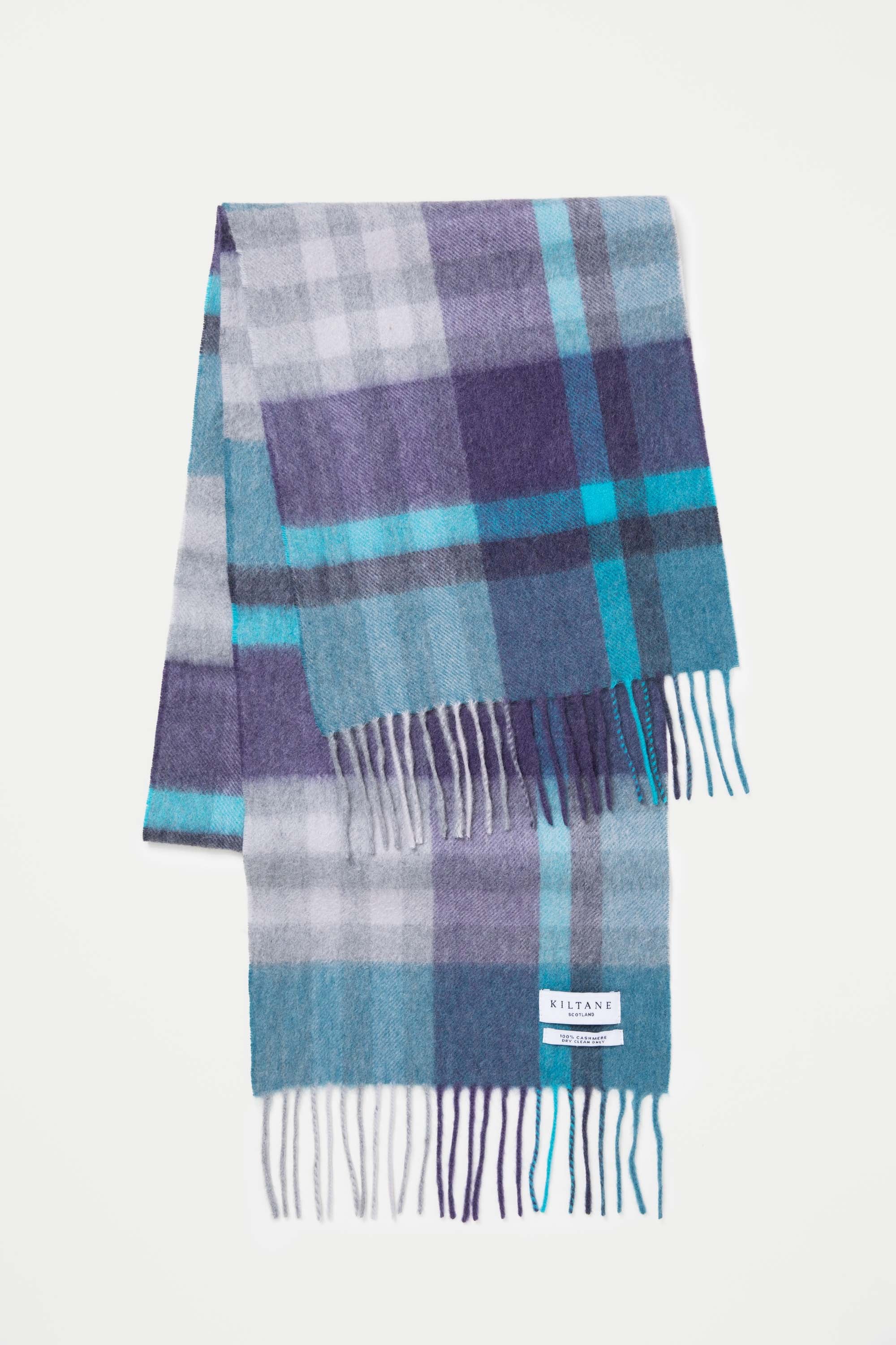 Tartan Cashmere Scarf - Blue - Image 2