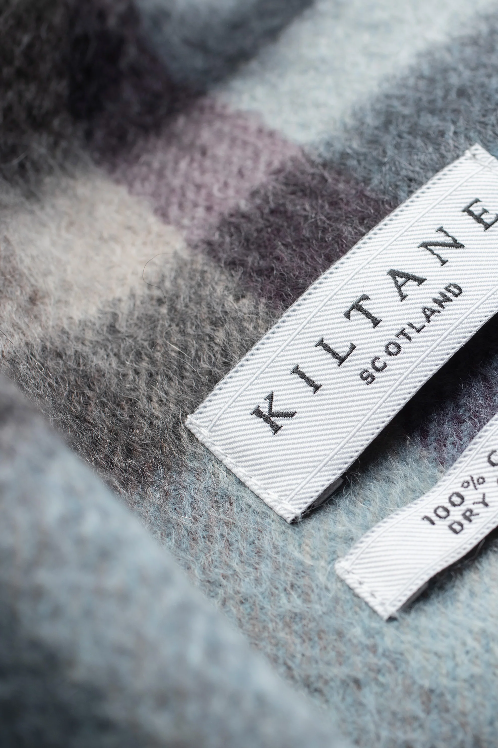 Tartan Cashmere Scarf - Blue Taupe - Image 4