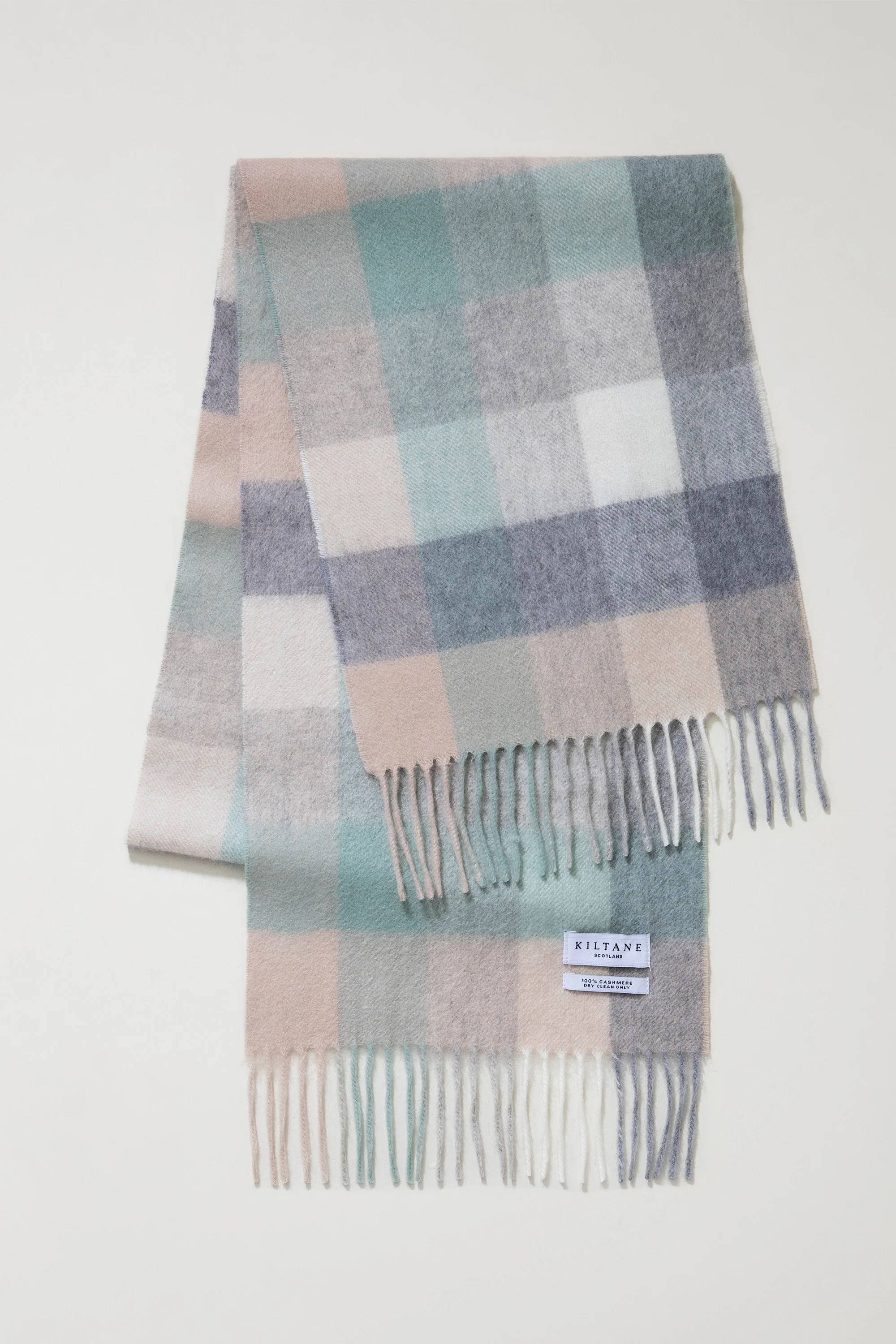 5 Square Check Cashmere Scarf - Brume - Image 3