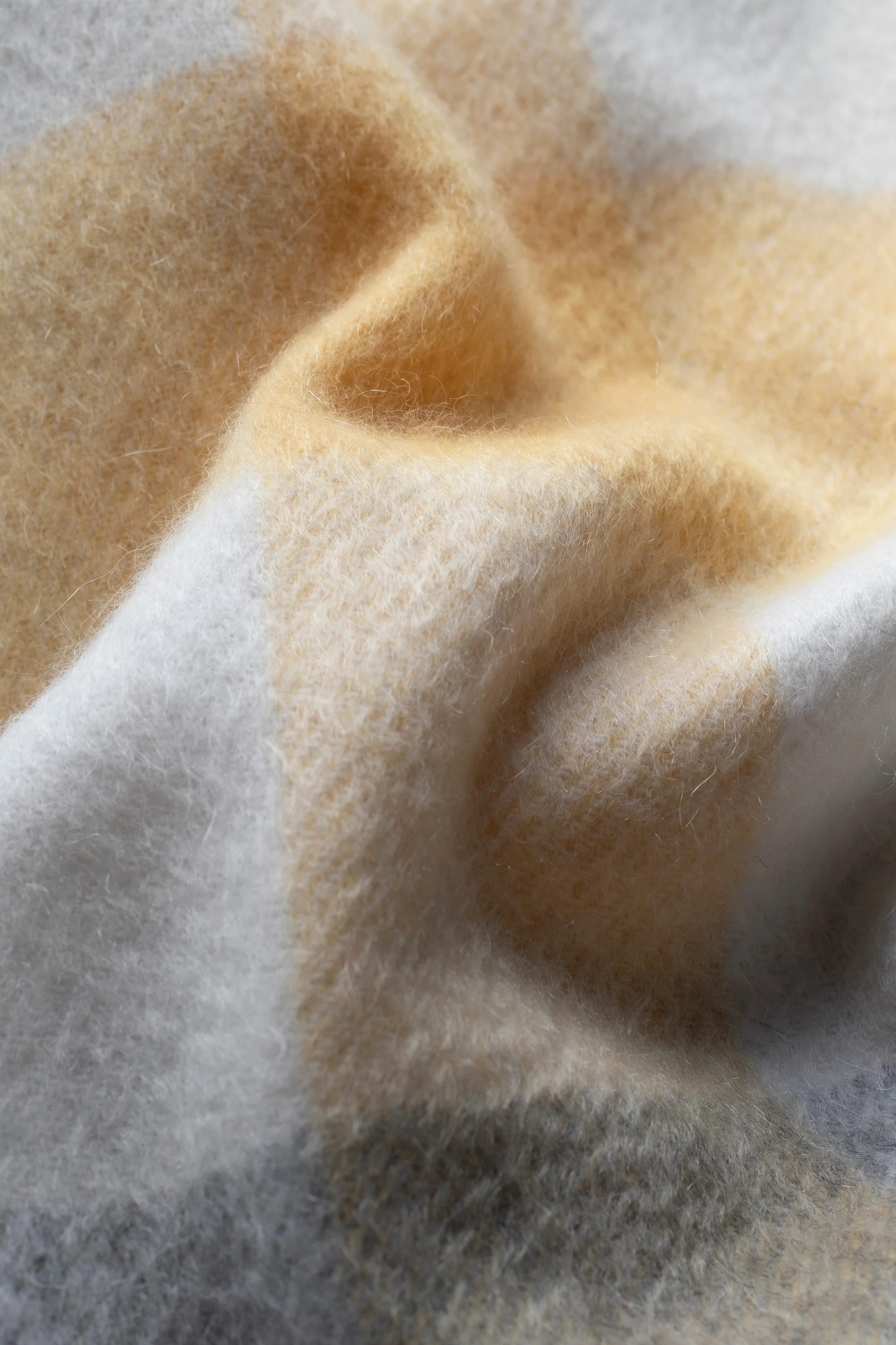 5 Square Check Cashmere Scarf - Butter - Image 4
