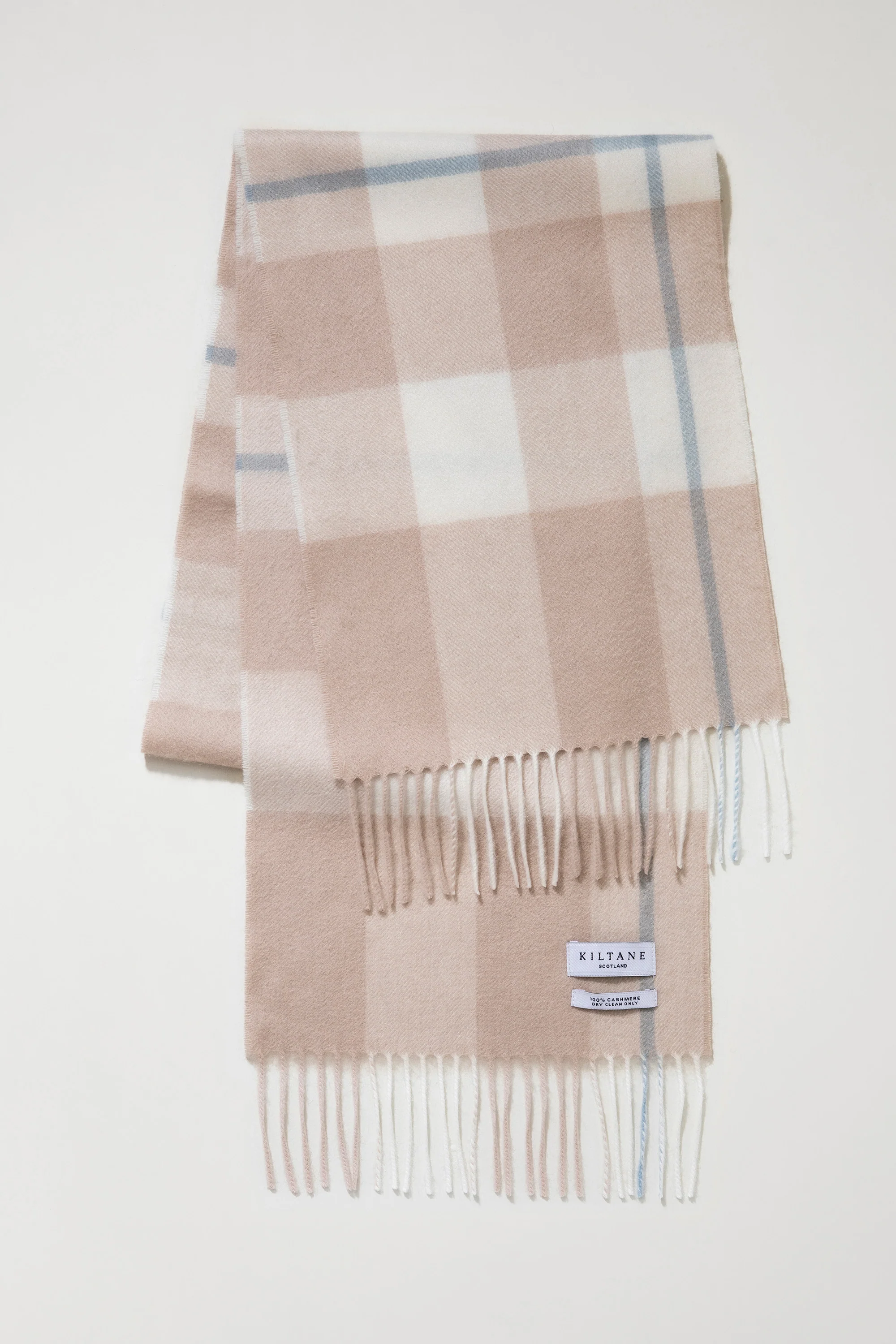 Contemporary Check Cashmere Scarf - Champagne Pink - Image 3