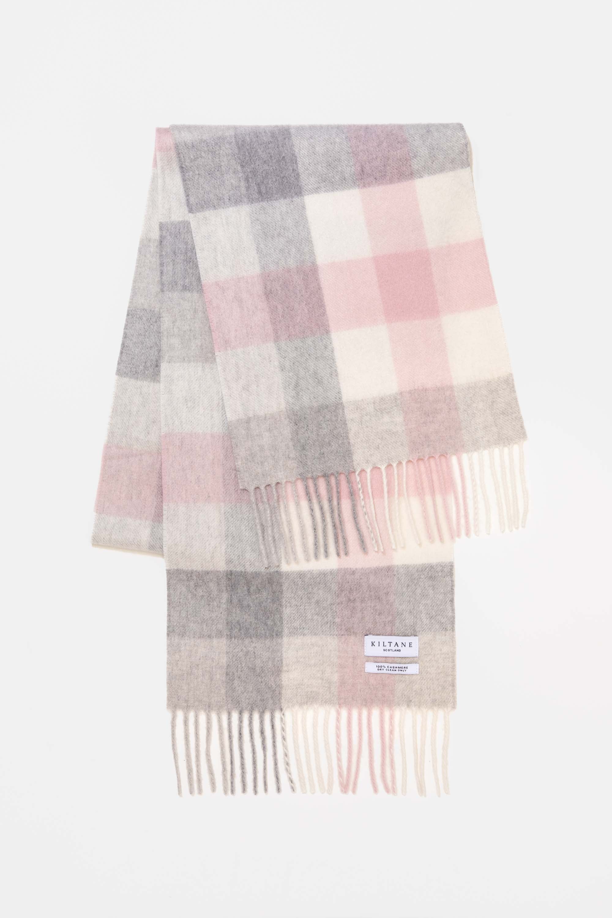 5 Square Check Cashmere Scarf - Cherub - Image 4