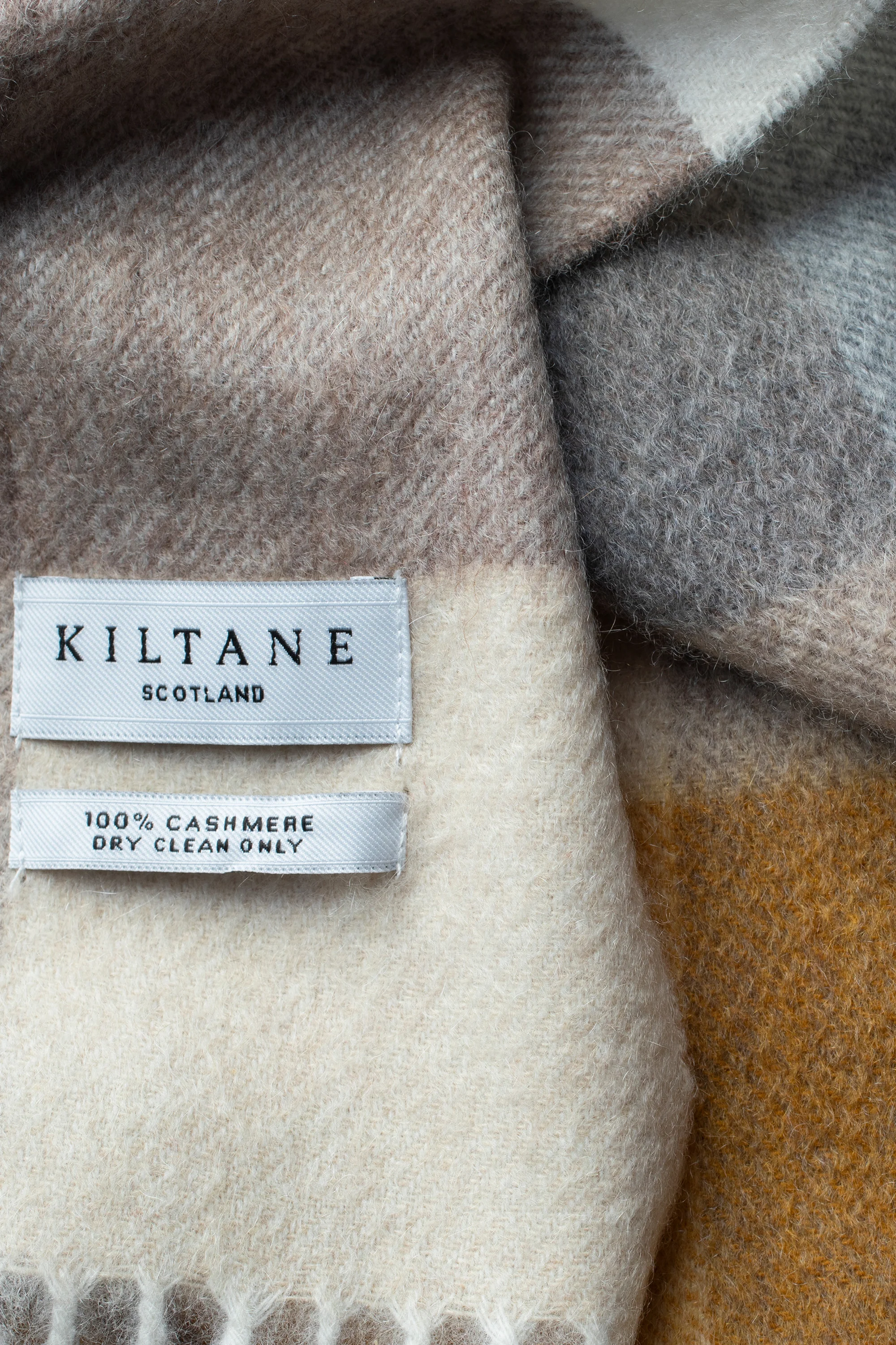 3 Square Cashmere Scarf - Gold - Image 4