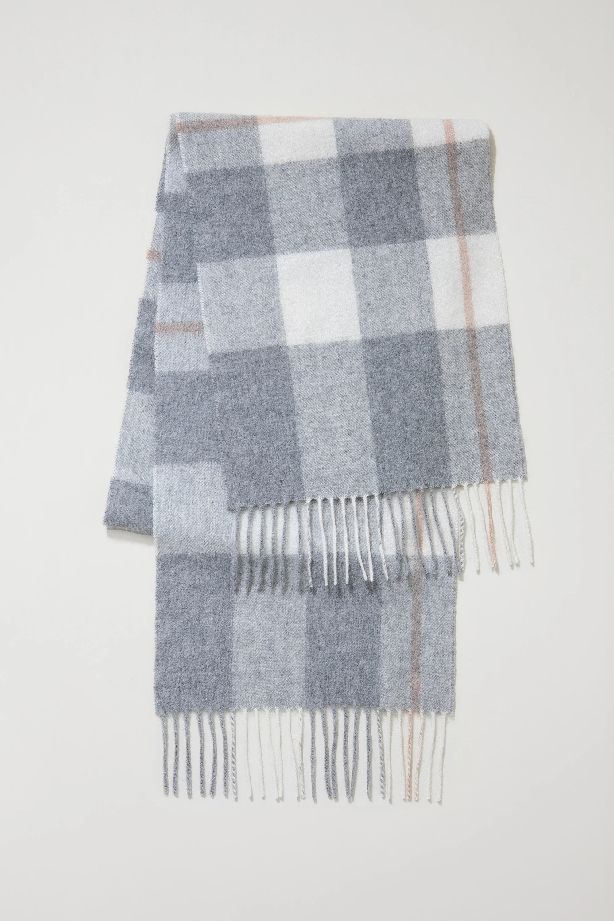 Contemporary Check Cashmere Scarf - Grey - Image 3