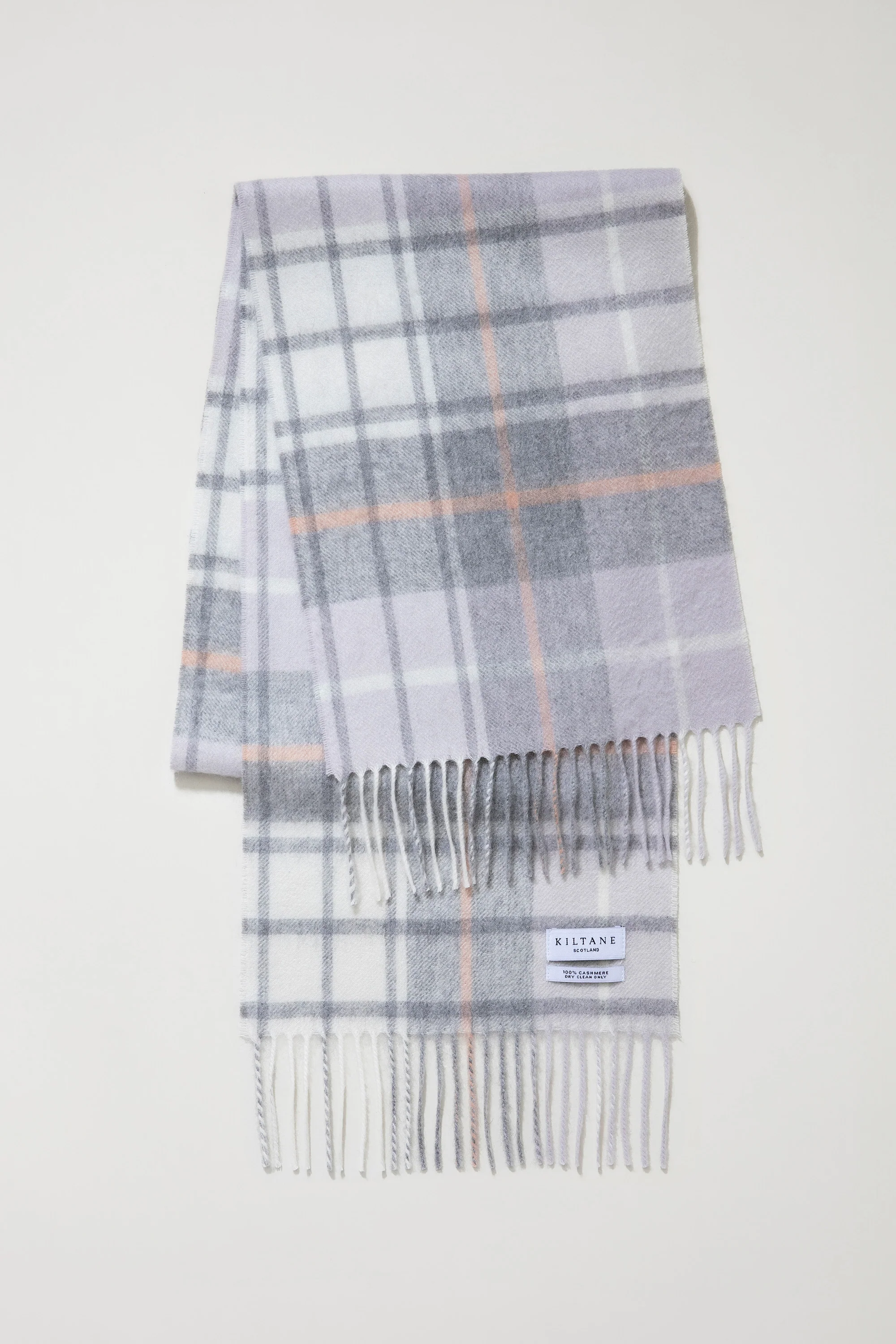 Contemporary Check Cashmere Scarf - Moonshadow - Image 3