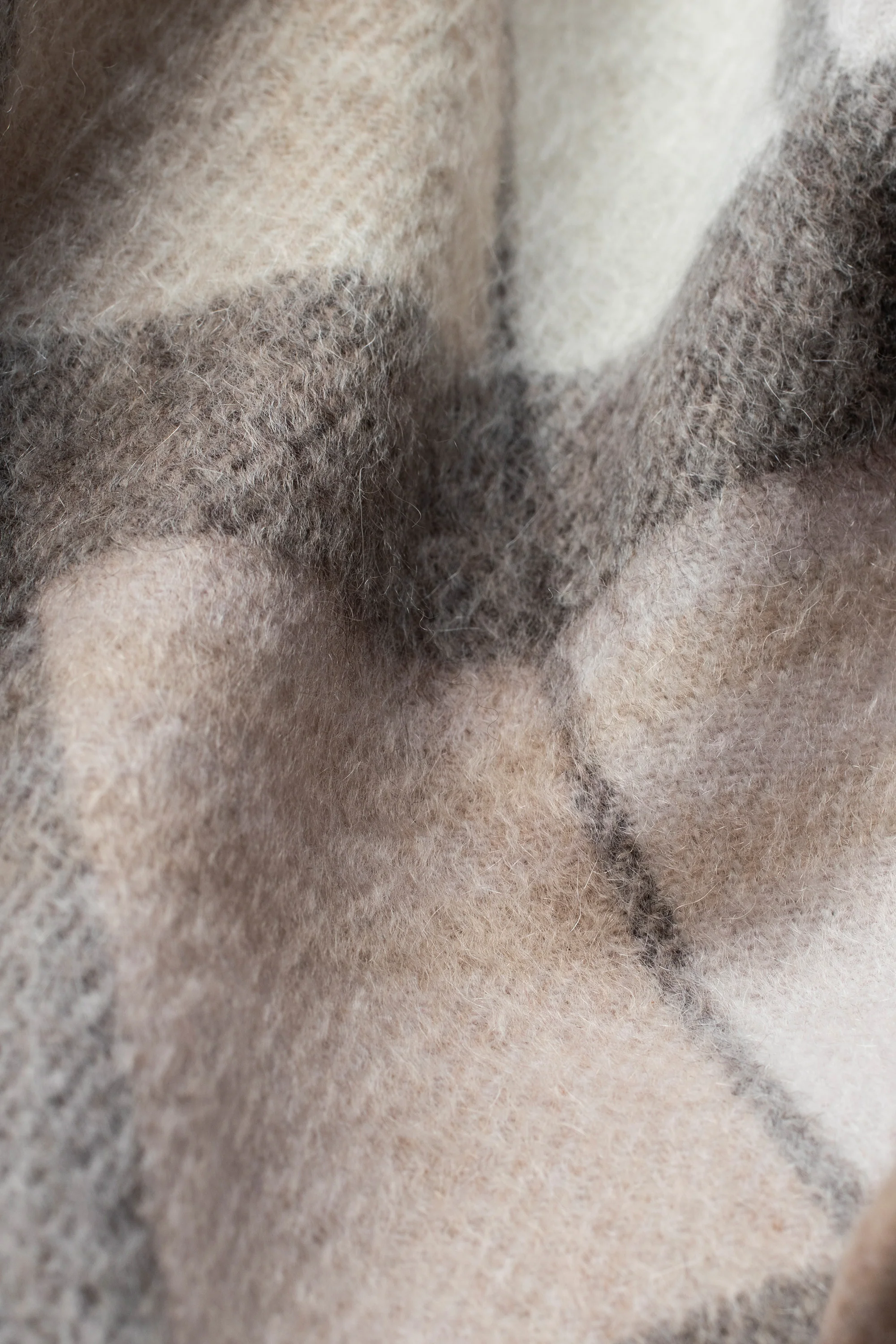 Square Check Cashmere Scarf - Natural - Image 4