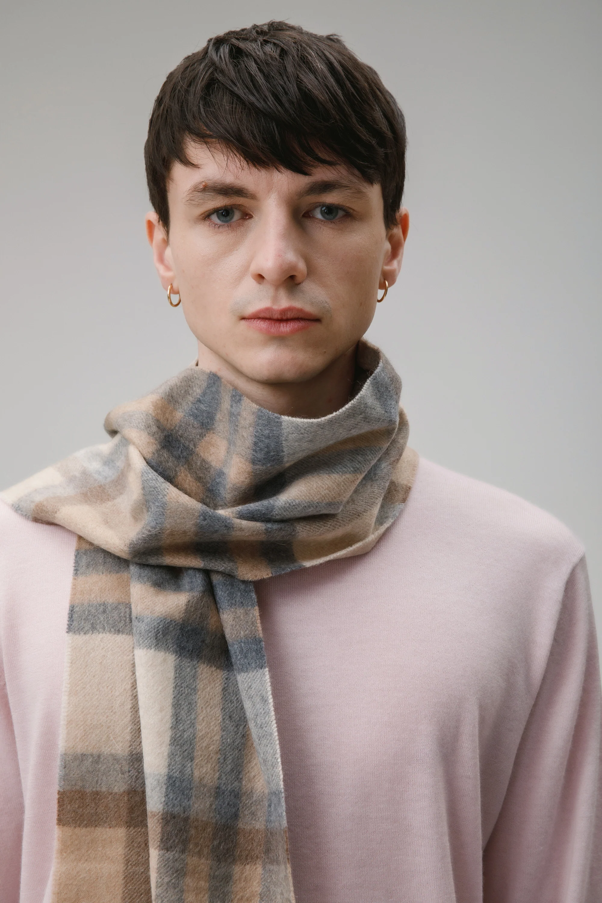 Tartan Cashmere Scarf - Natural - Image 2