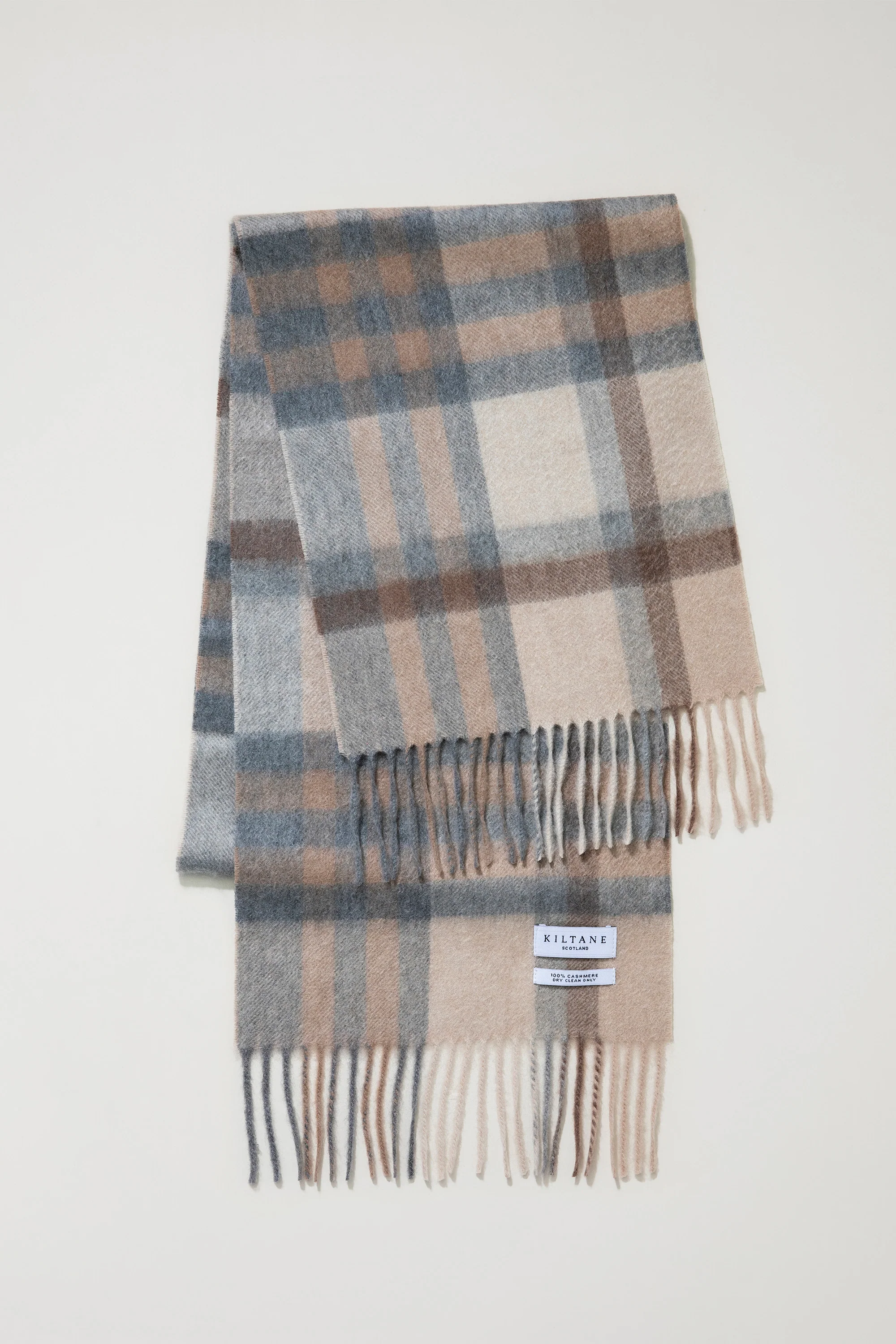 Tartan Cashmere Scarf - Natural - Image 7