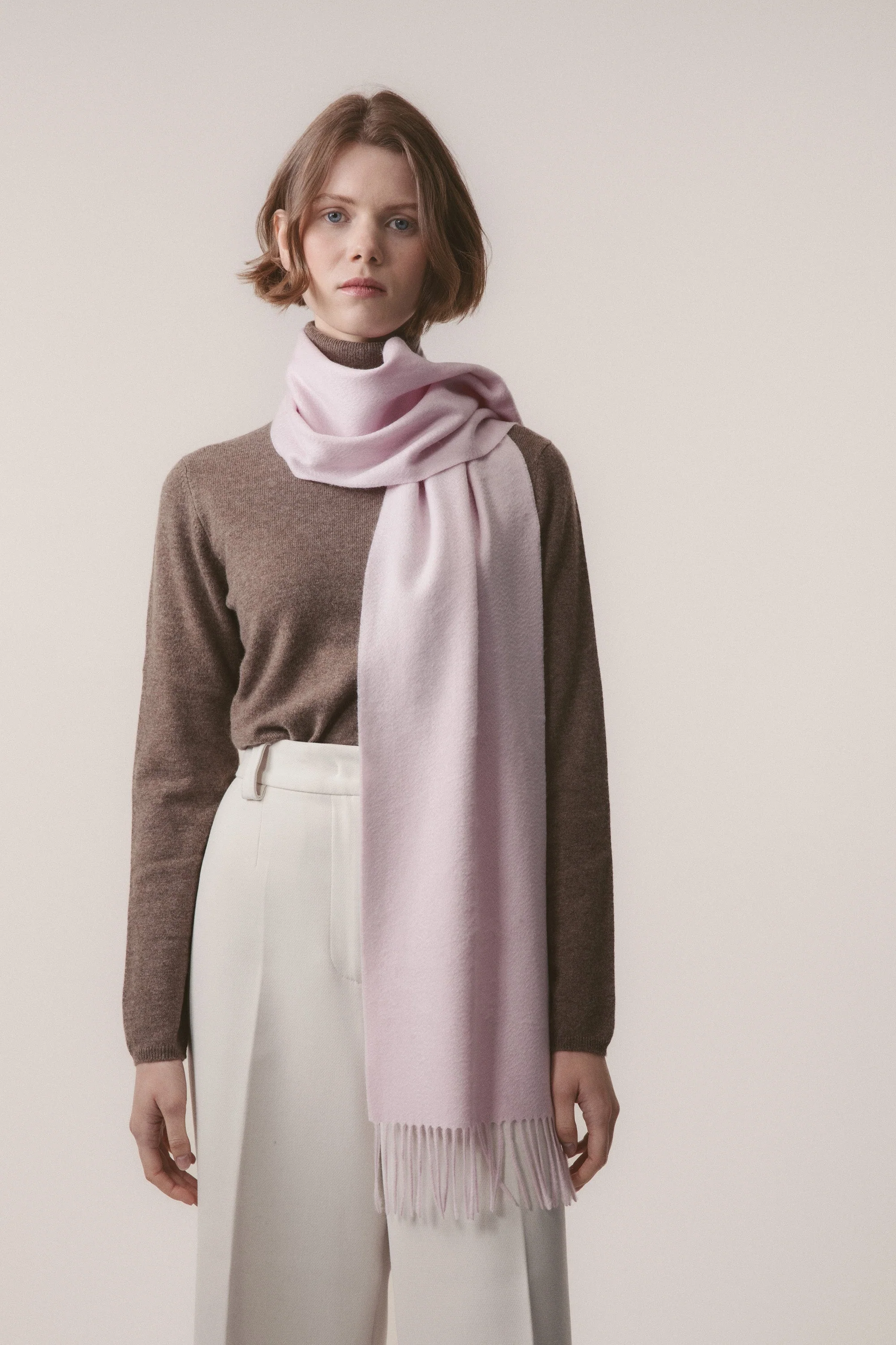 Solid Cashmere Scarf - Pale Lilac - Image 4