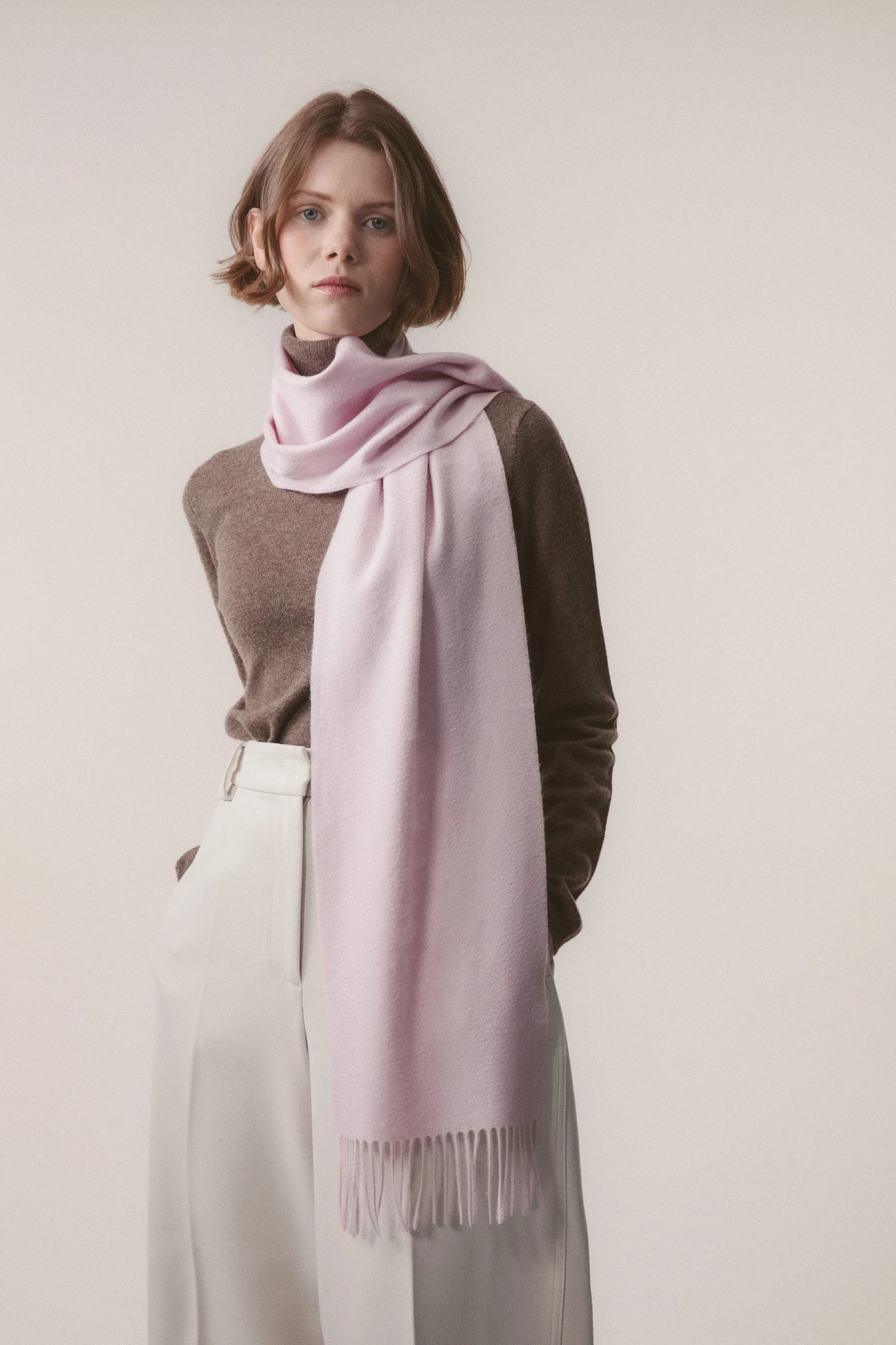 Solid Cashmere Scarf - Pale Lilac - Image 6