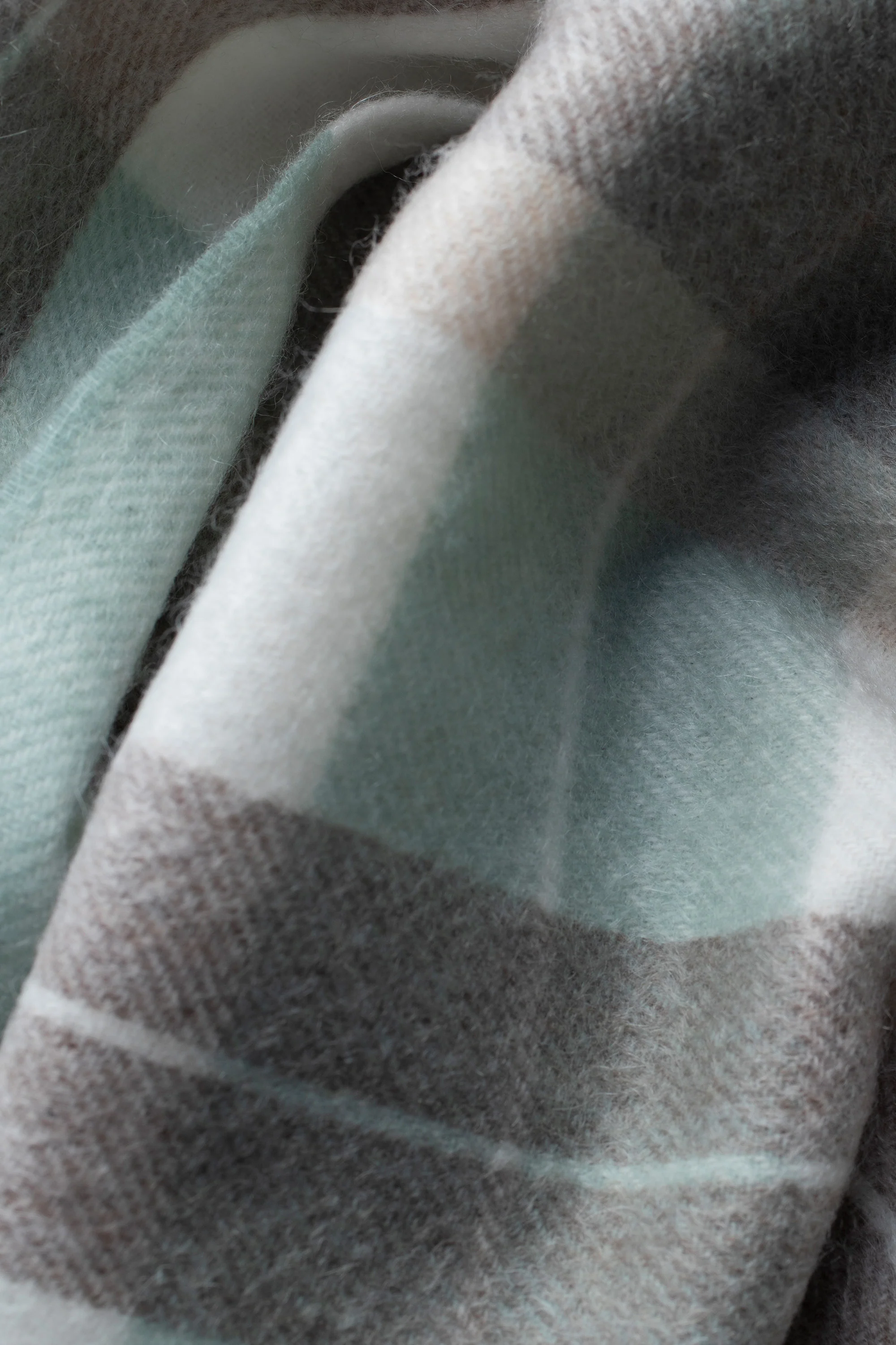 Contemporary Check Cashmere Scarf - Seafoam - Image 4