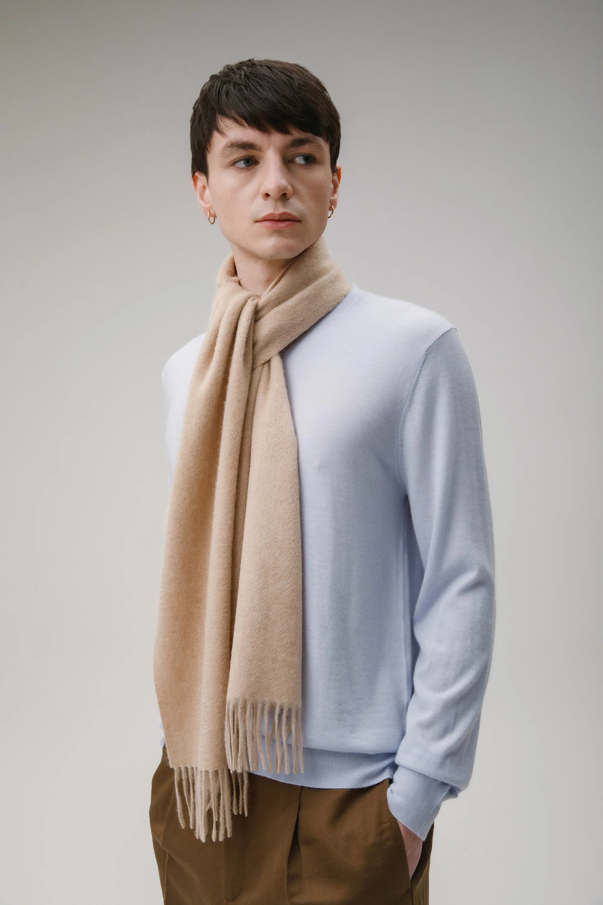 Solid Cashmere Scarf - Vicuna - Image 2