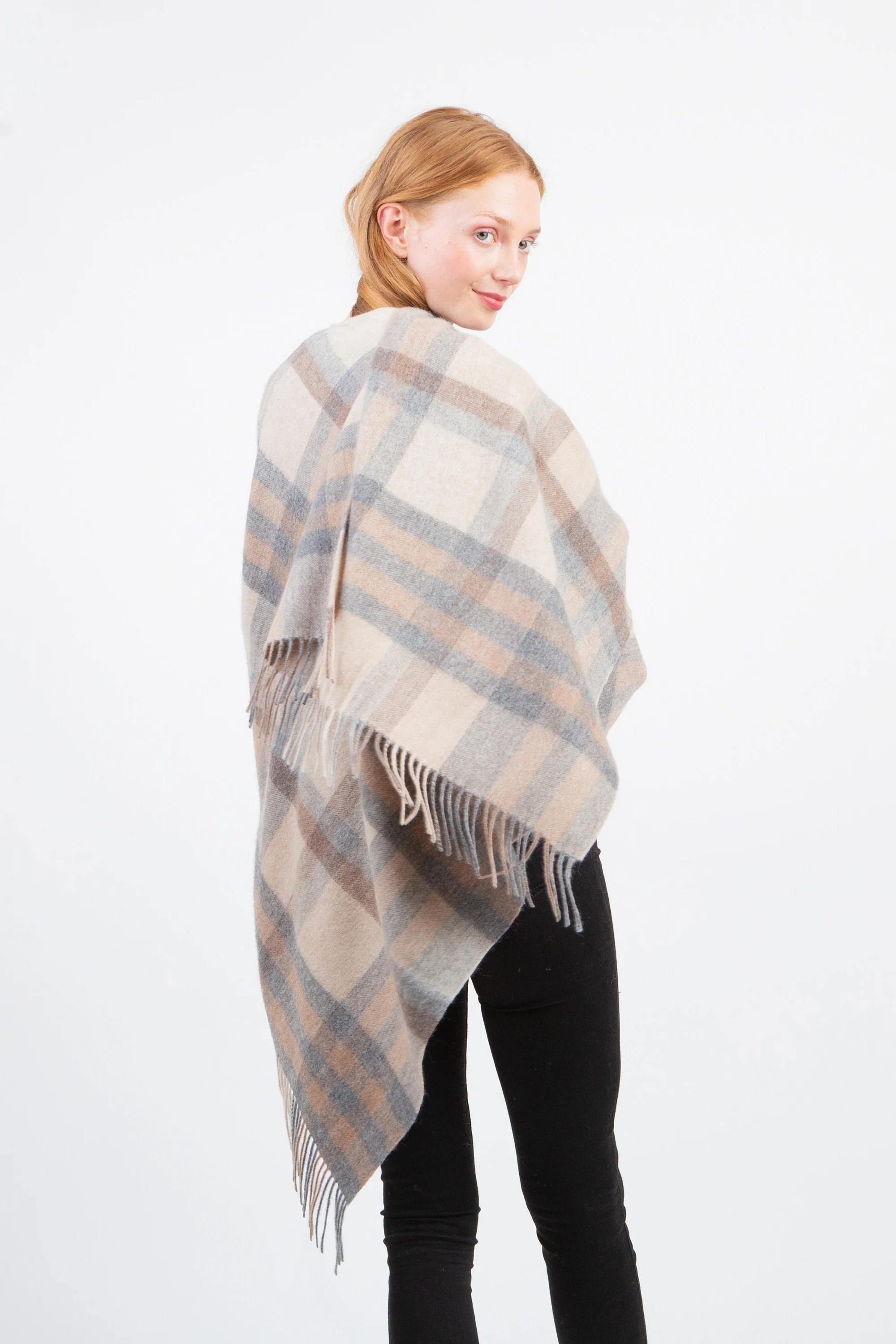 Tartan Cashmere Wrap - Natural - Image 2