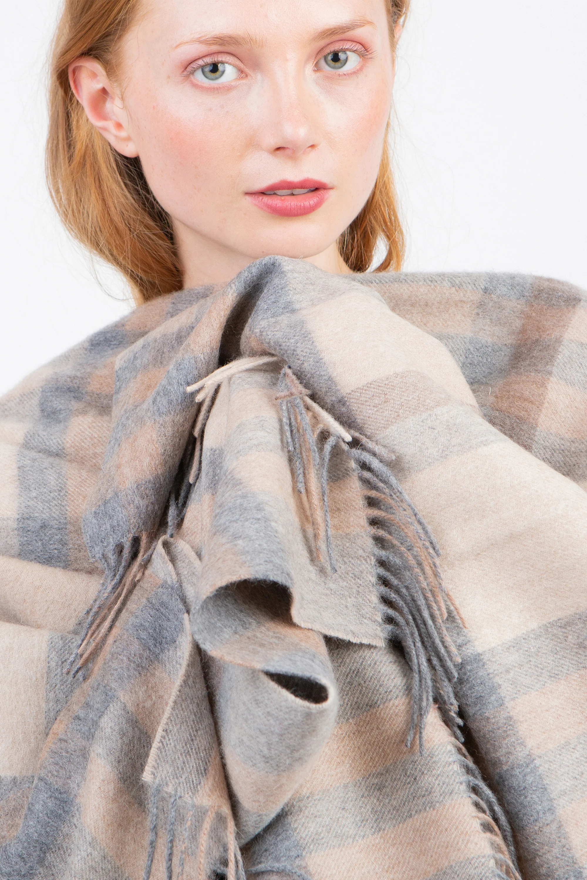 Tartan Cashmere Wrap - Natural - Image 3