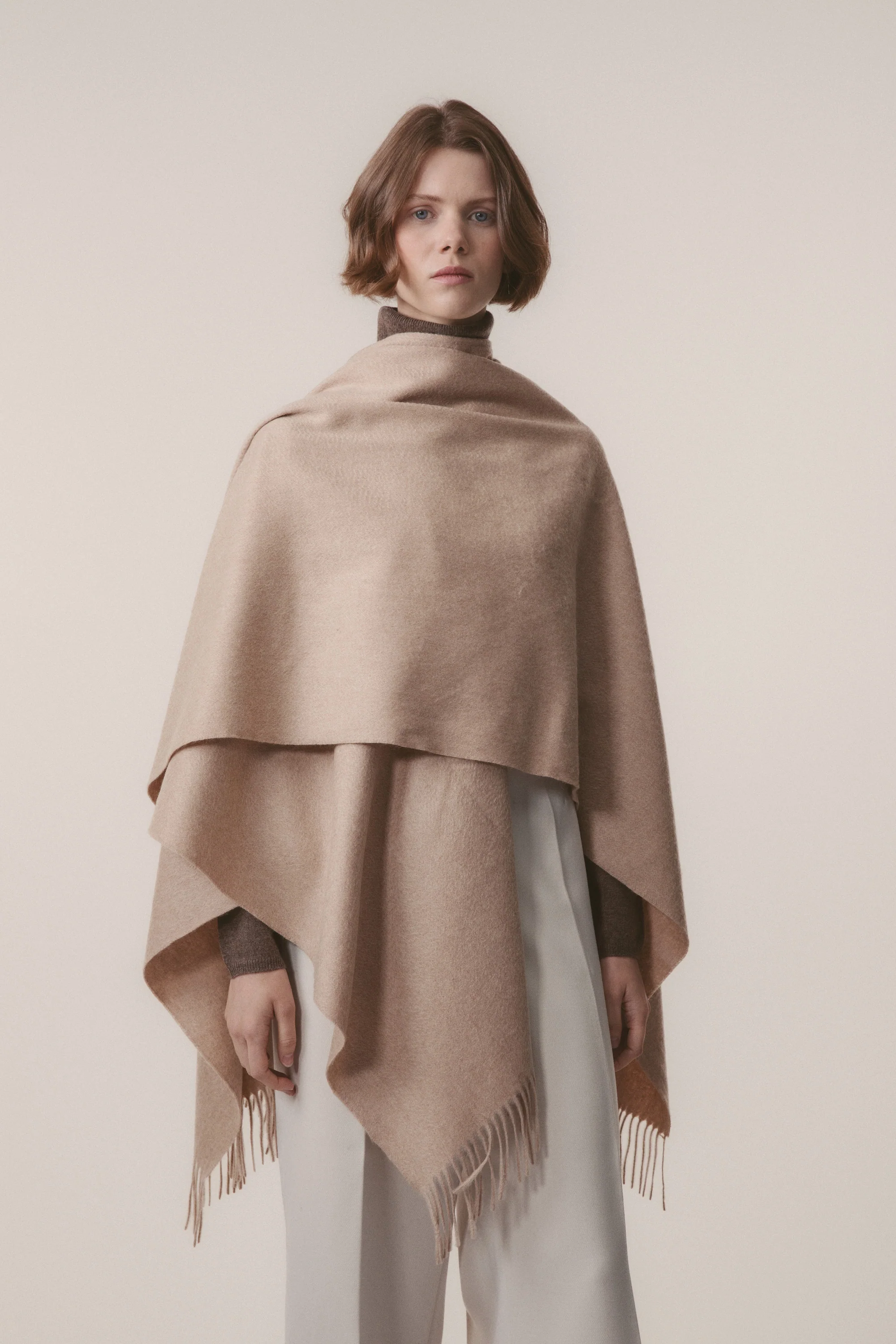 Solid Cashmere Wrap - Vicuna - Image 2