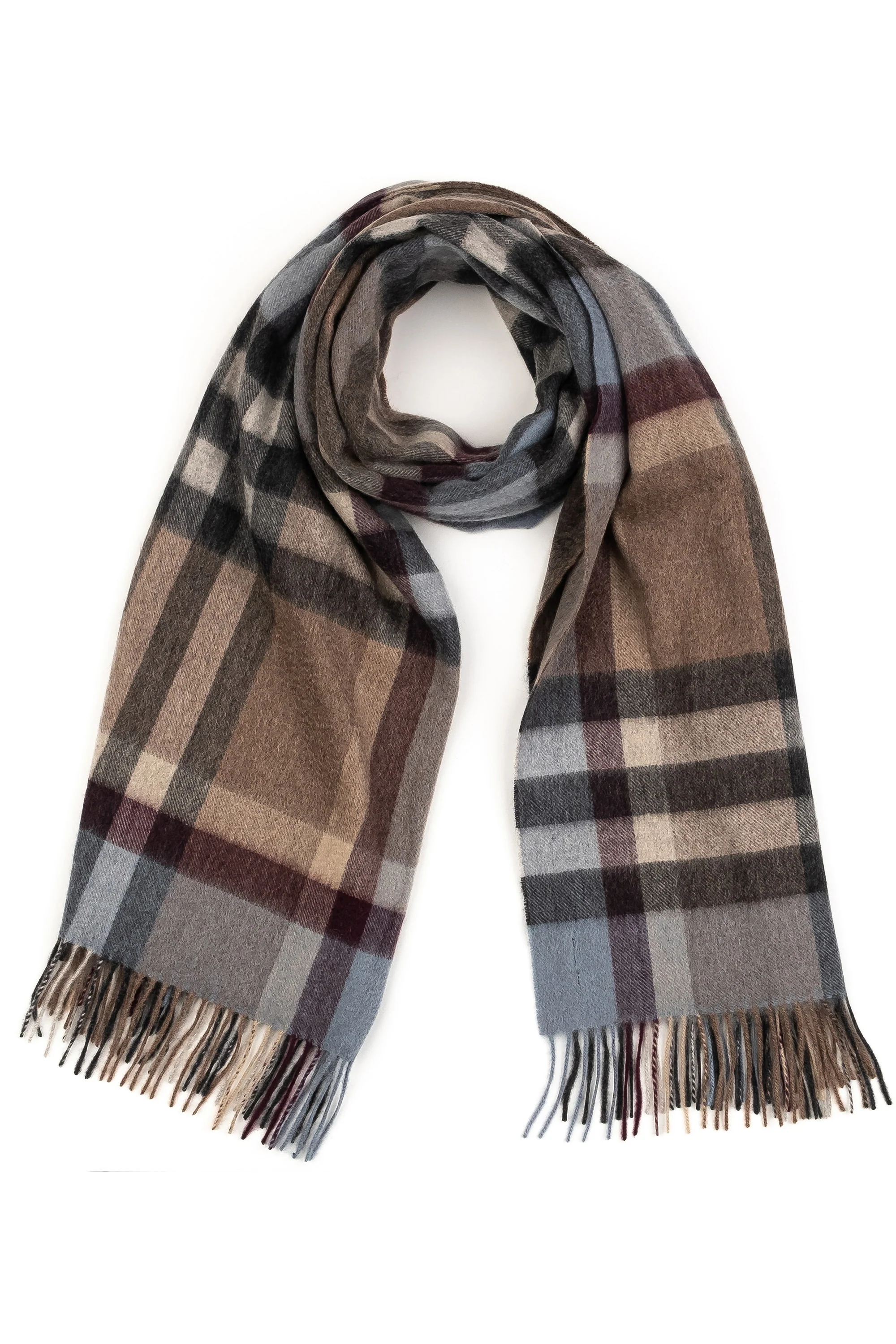 Tartan Cashmere Stole - Blue Taupe - Image 4