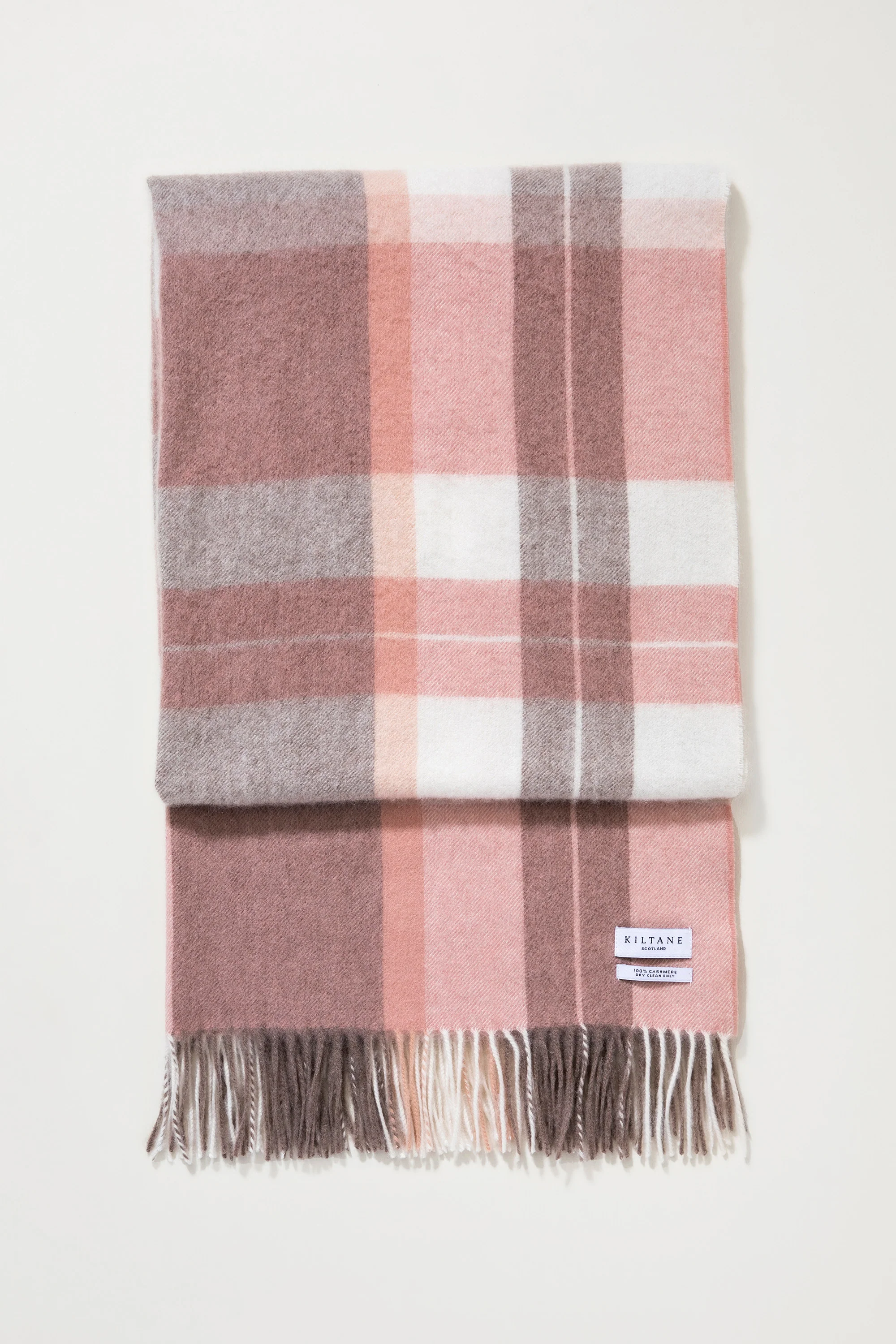 Contemporary Check Cashmere Stole - Cameo - Image 3