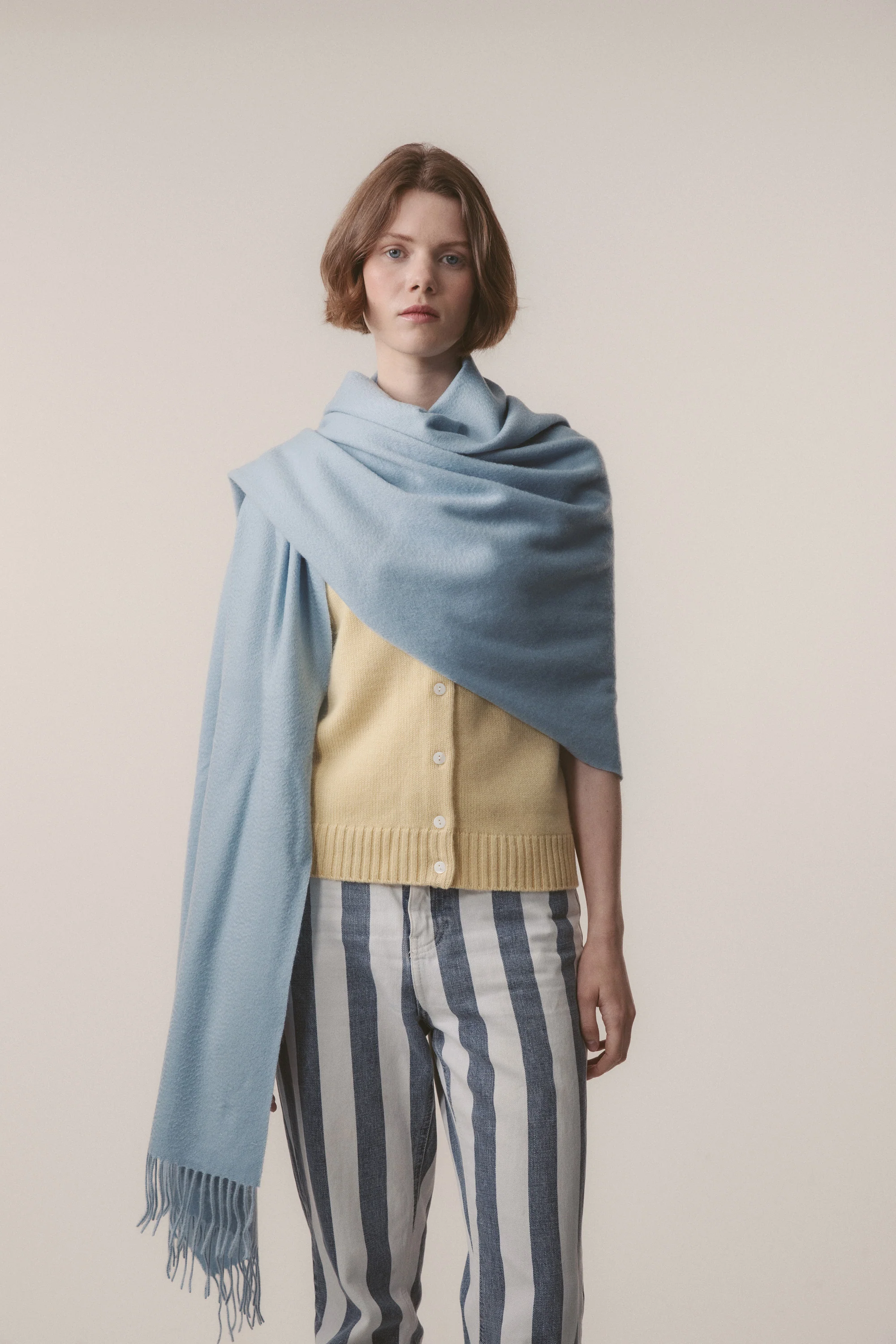 Solid Cashmere Stole - Cashmere Blue