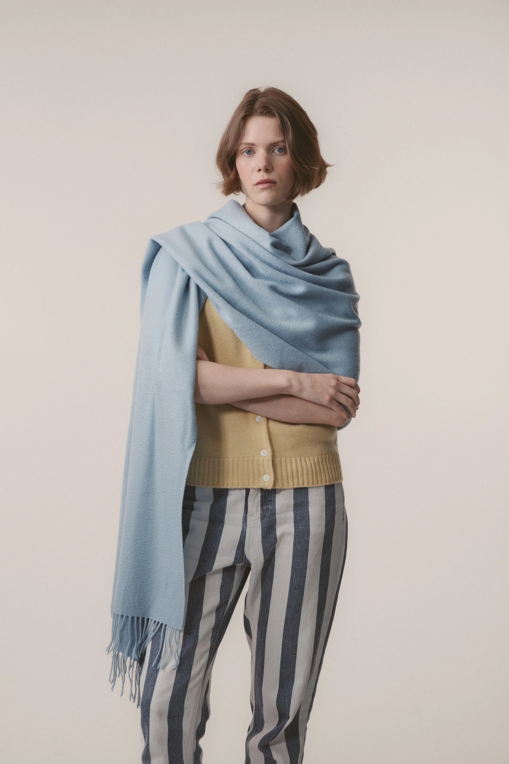 Solid Cashmere Stole - Cashmere Blue - Image 4
