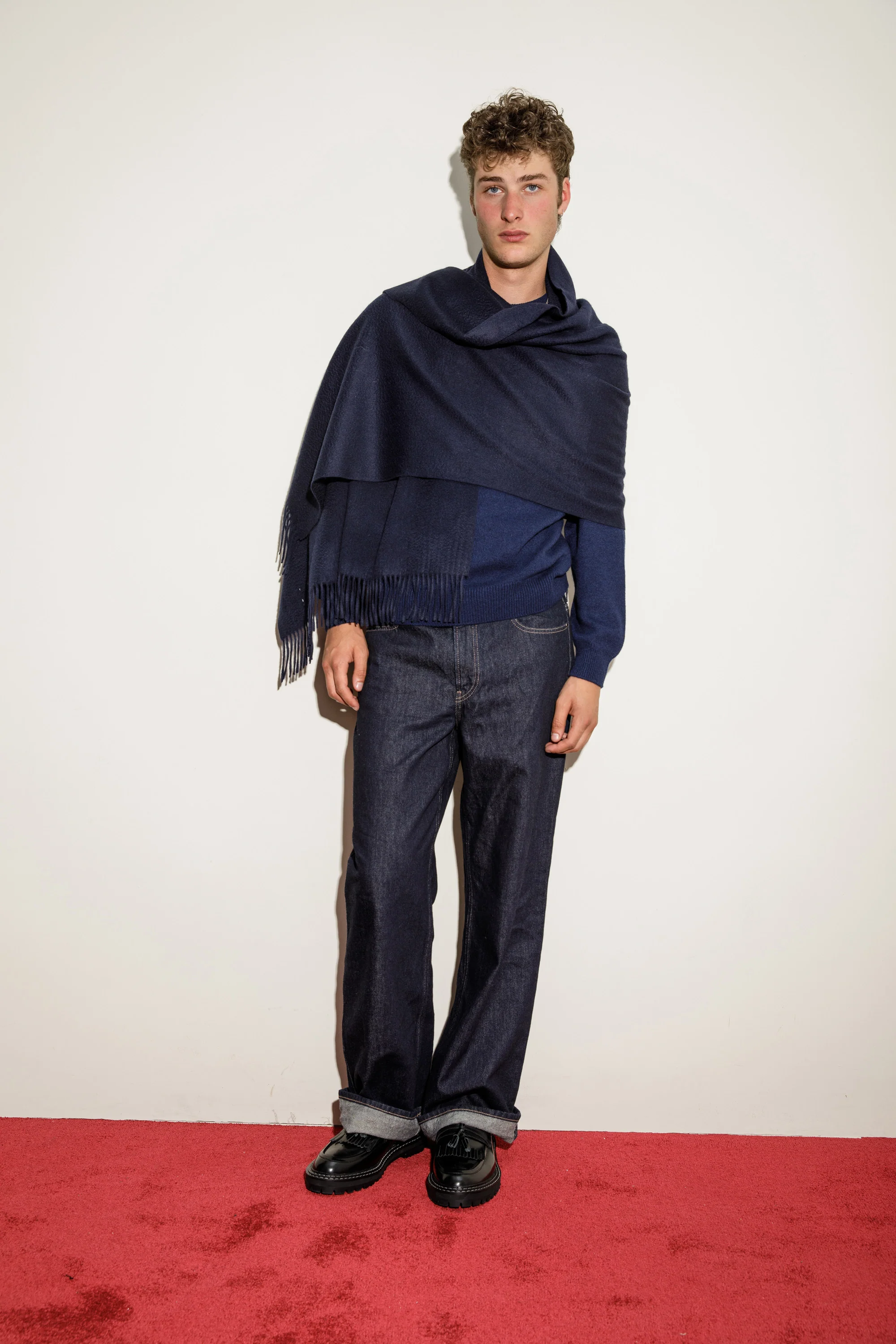 Solid Cashmere Stole - Dark Navy