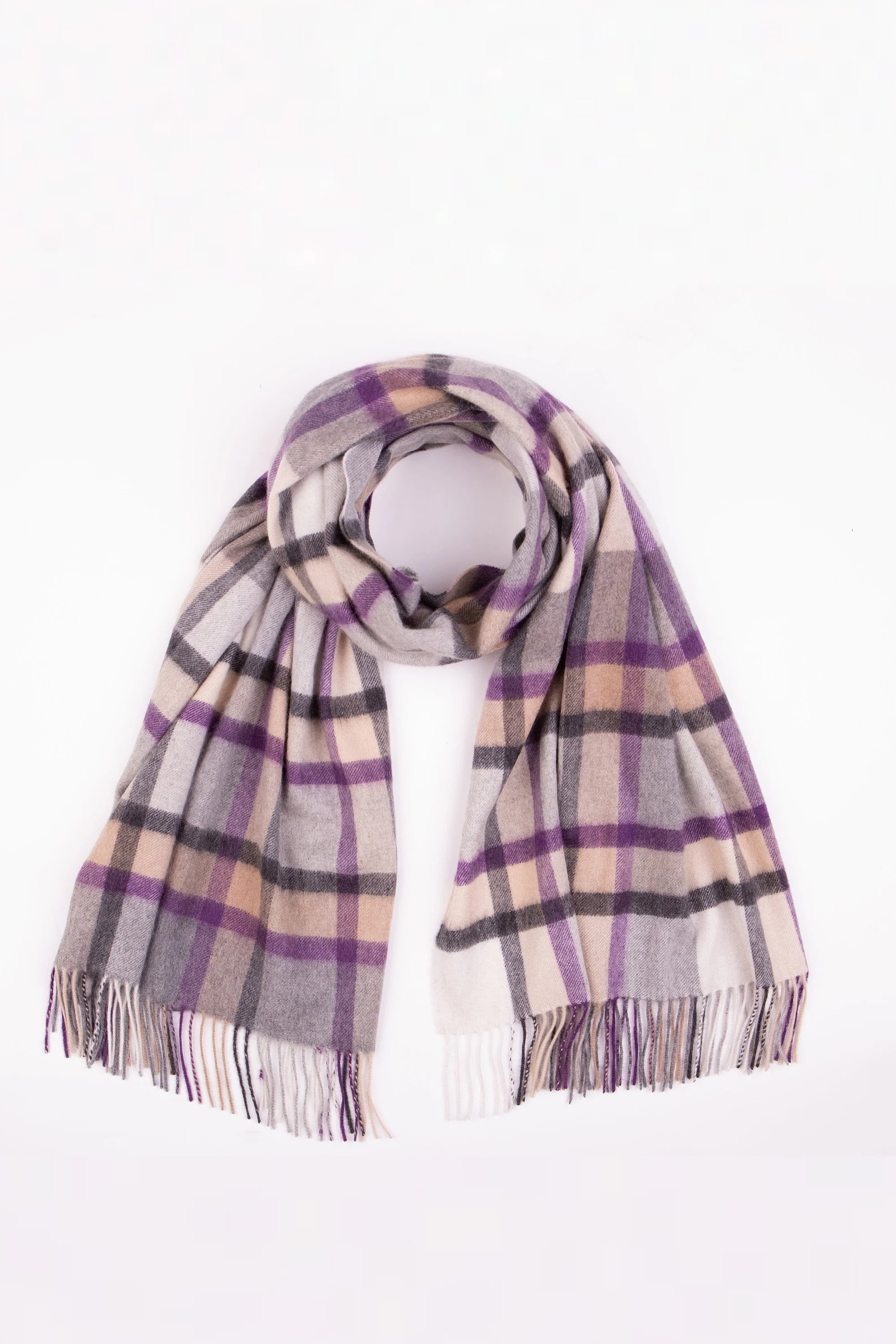 Princeton Check Cashmere Stole - Lavender - Image 4