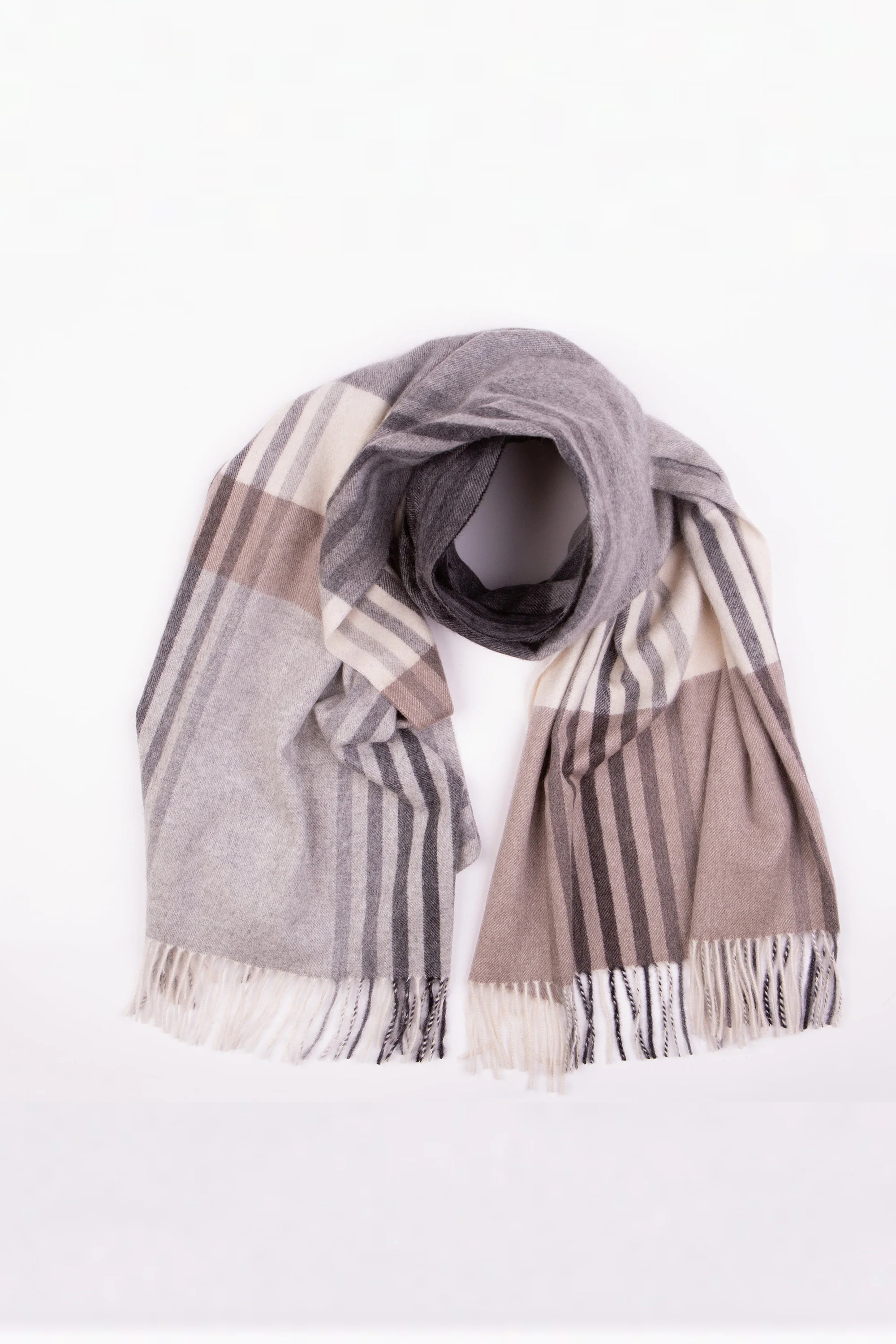 Contemporary Check Cashmere Stole - Monochrome - Image 3