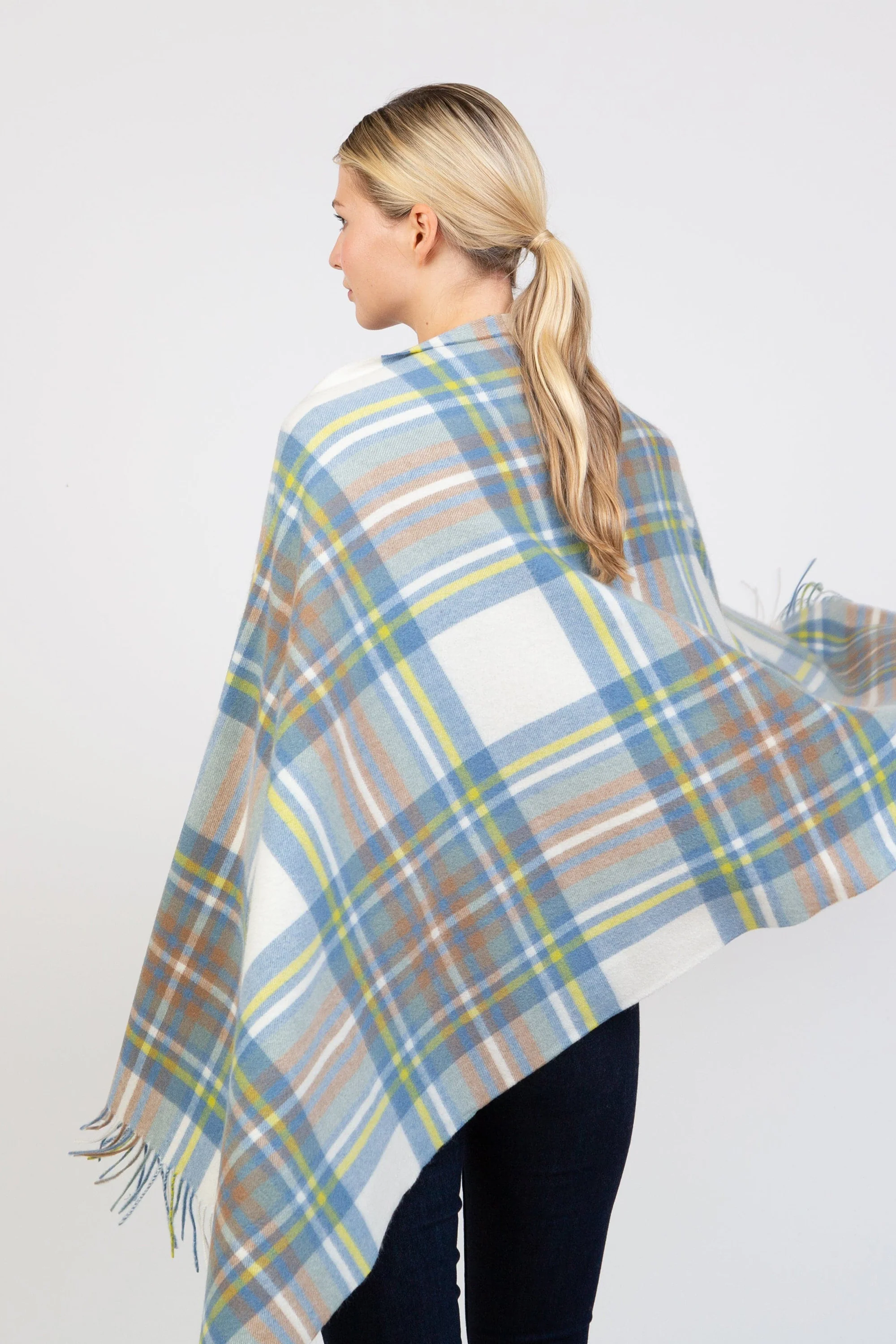 Heritage Tartan Cashmere Stole - Muted Blue Stewart - Image 3