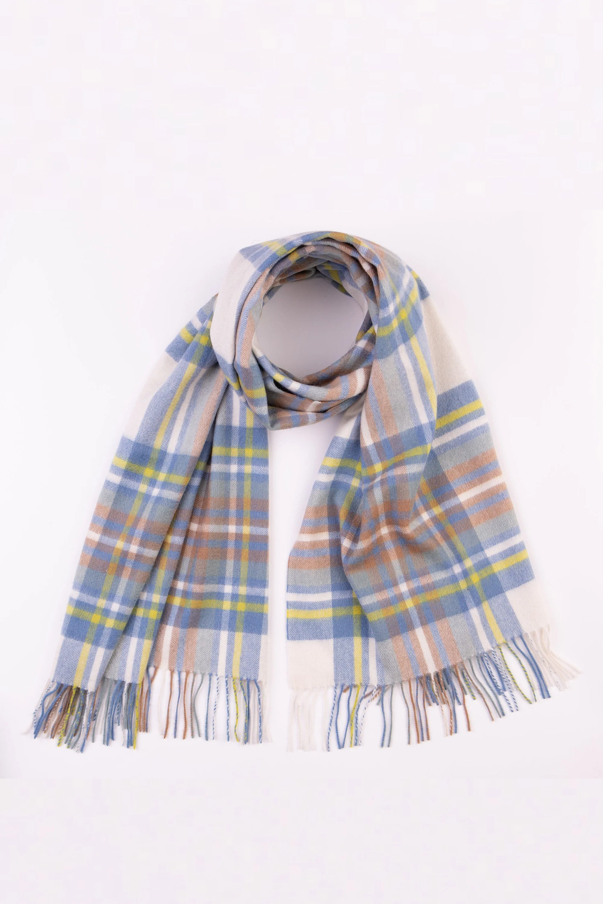 Heritage Tartan Cashmere Stole - Muted Blue Stewart - Image 5