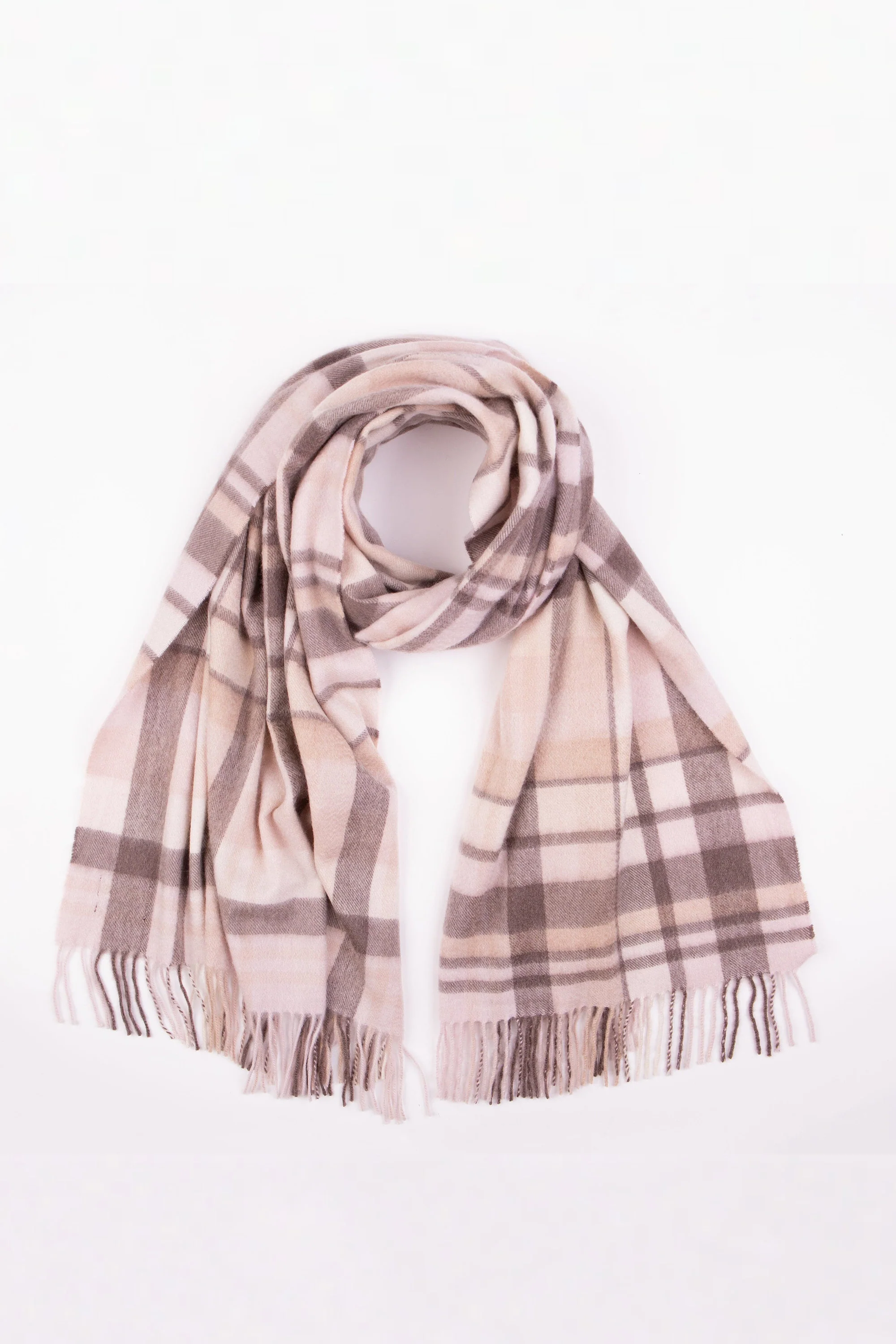 Square Check Cashmere Stole - Natural - Image 4