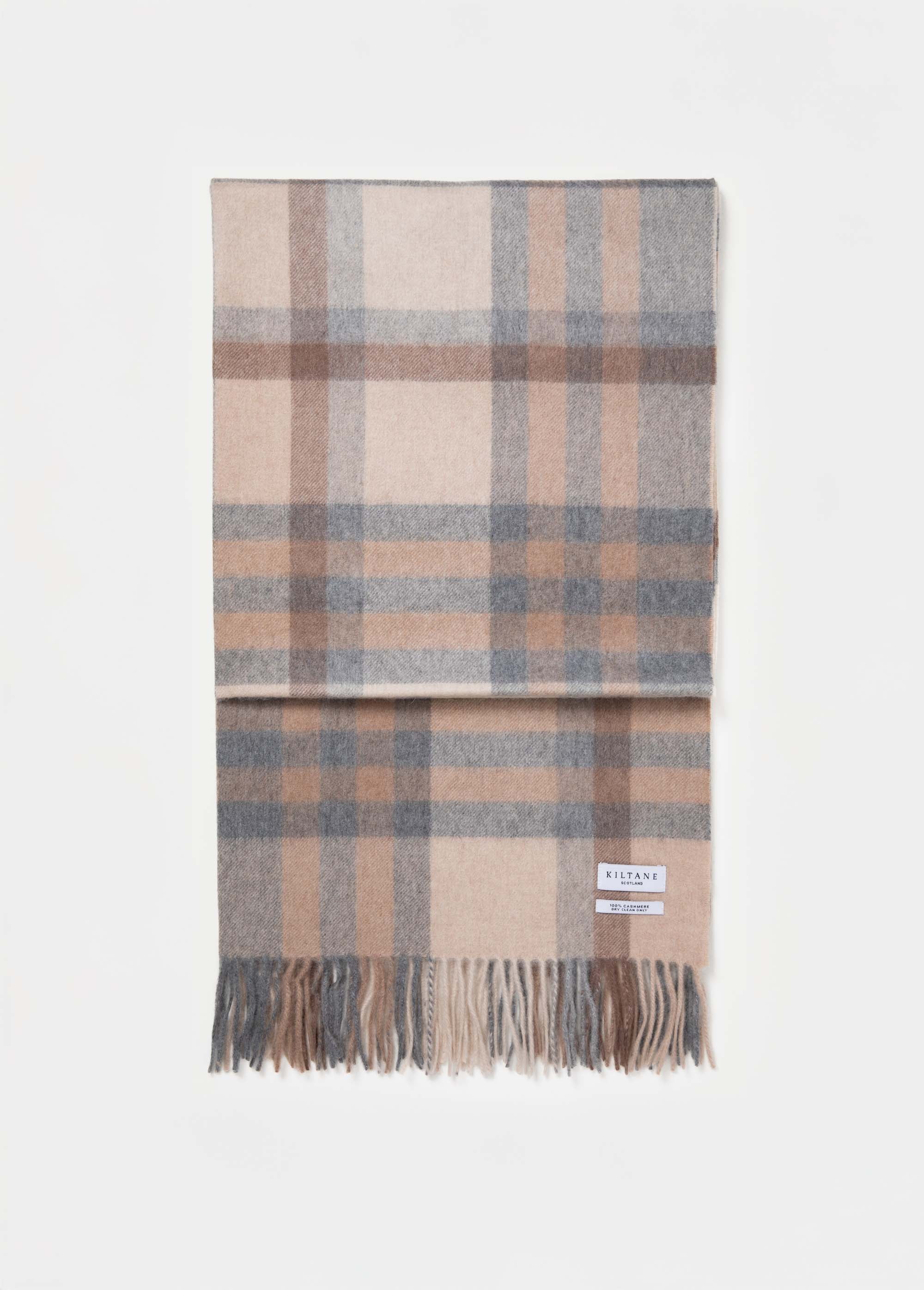 Tartan Cashmere Stole - Natural - Image 5