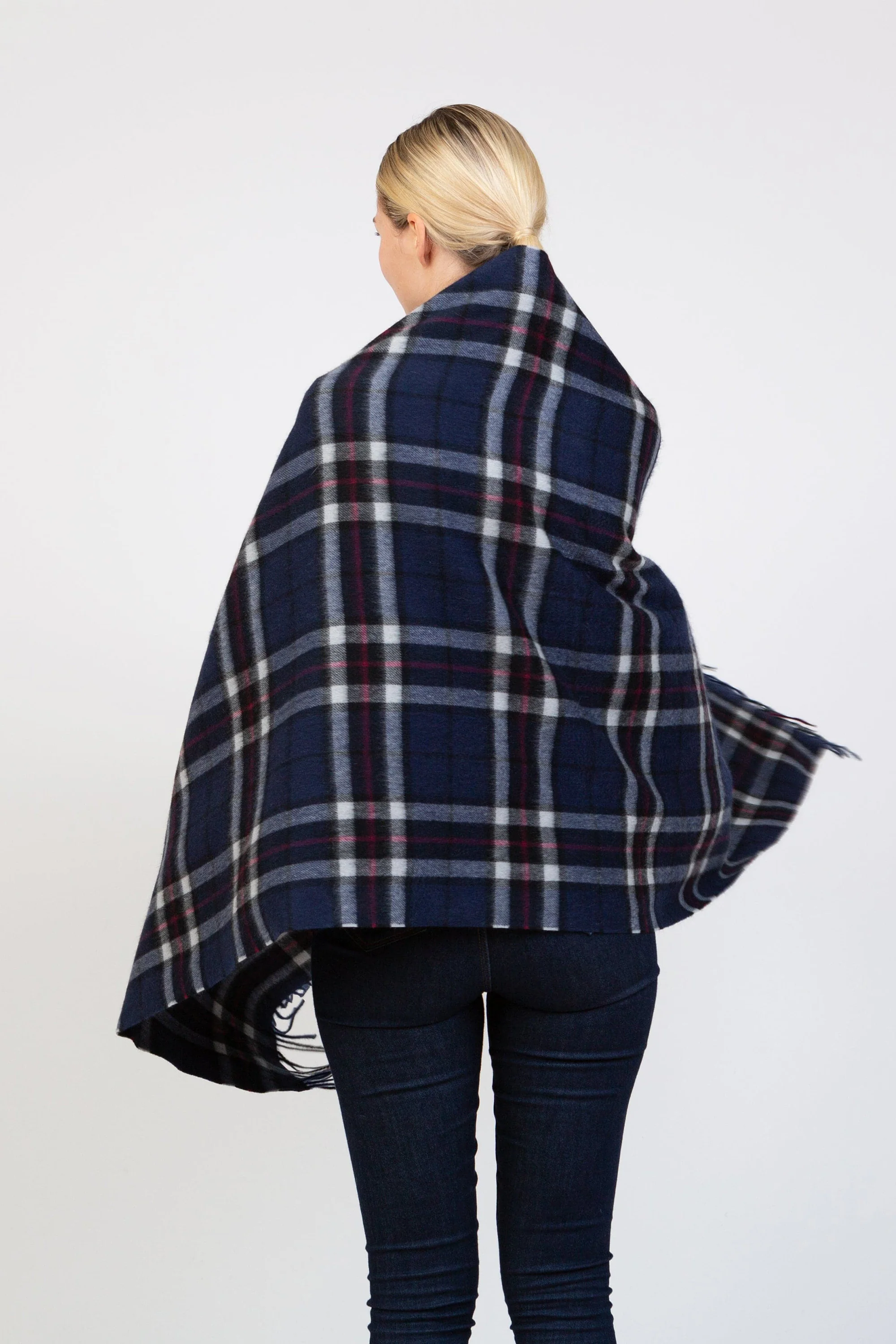 Scotty Thompson Cashmere Stole - Navy - Image 3